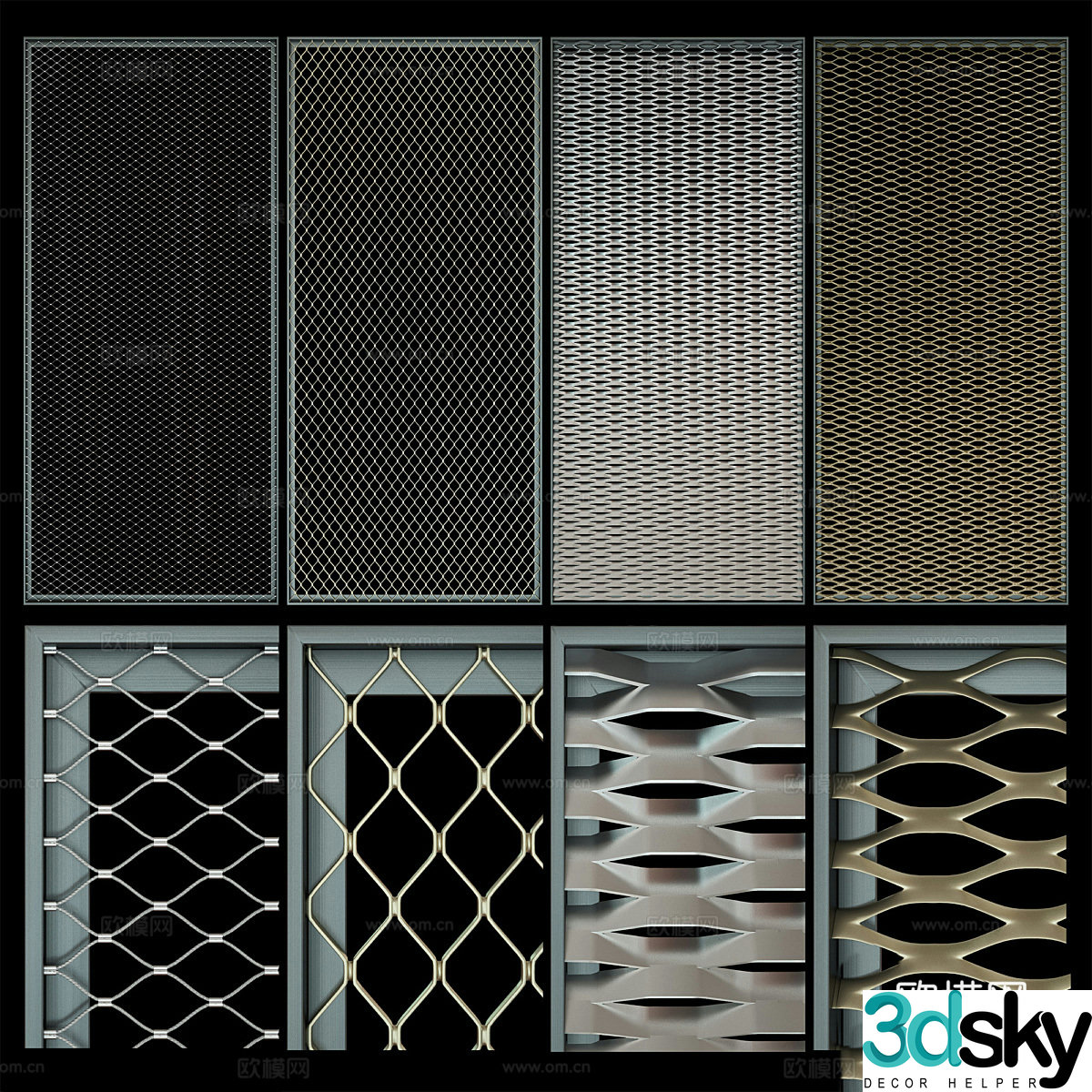 Modern metal mesh partition 3d model