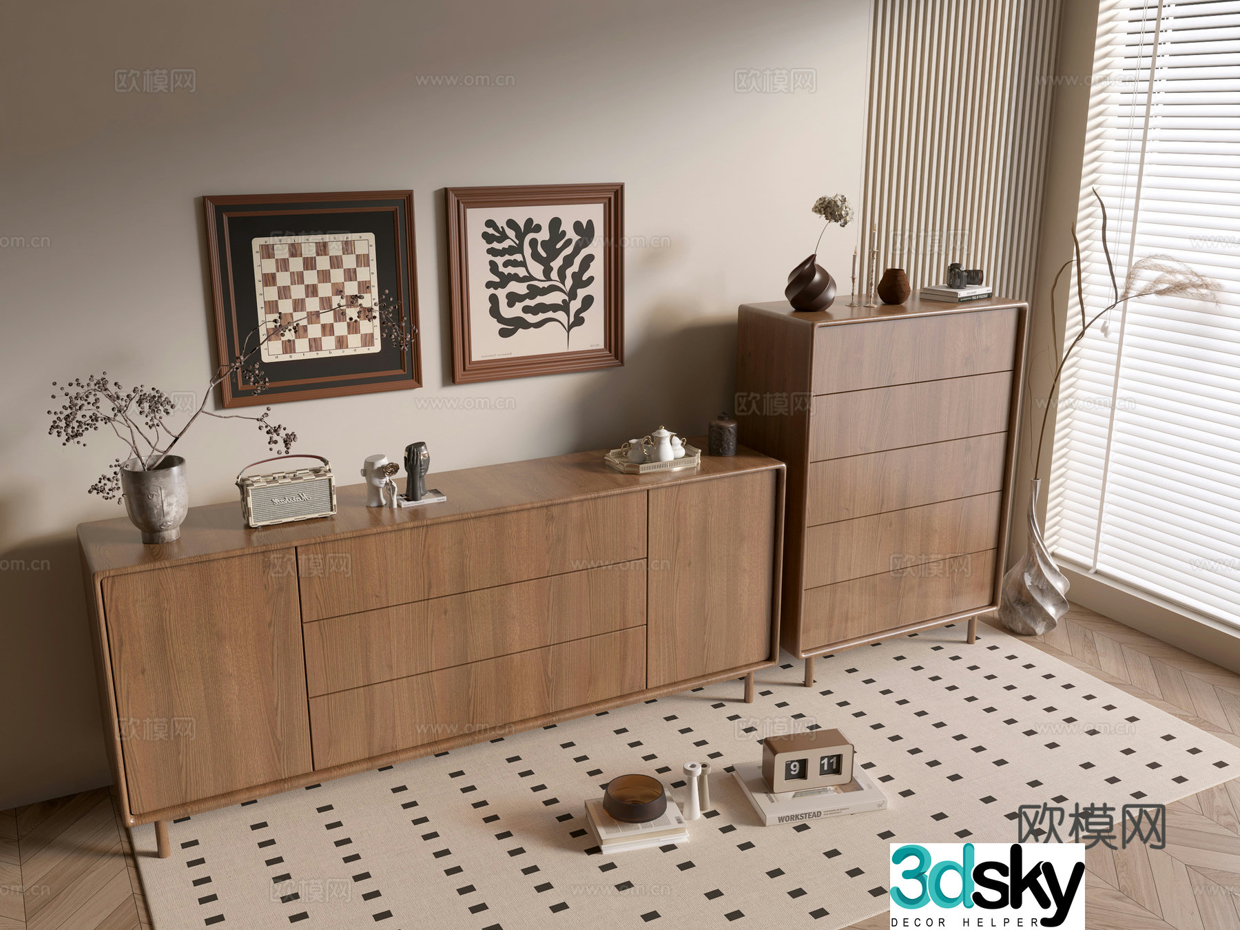 Modern wood grain cabinet minimalist wind cabinet whole cabinet sideboard cabinet balcony cabinet storage cabinet 3d model
