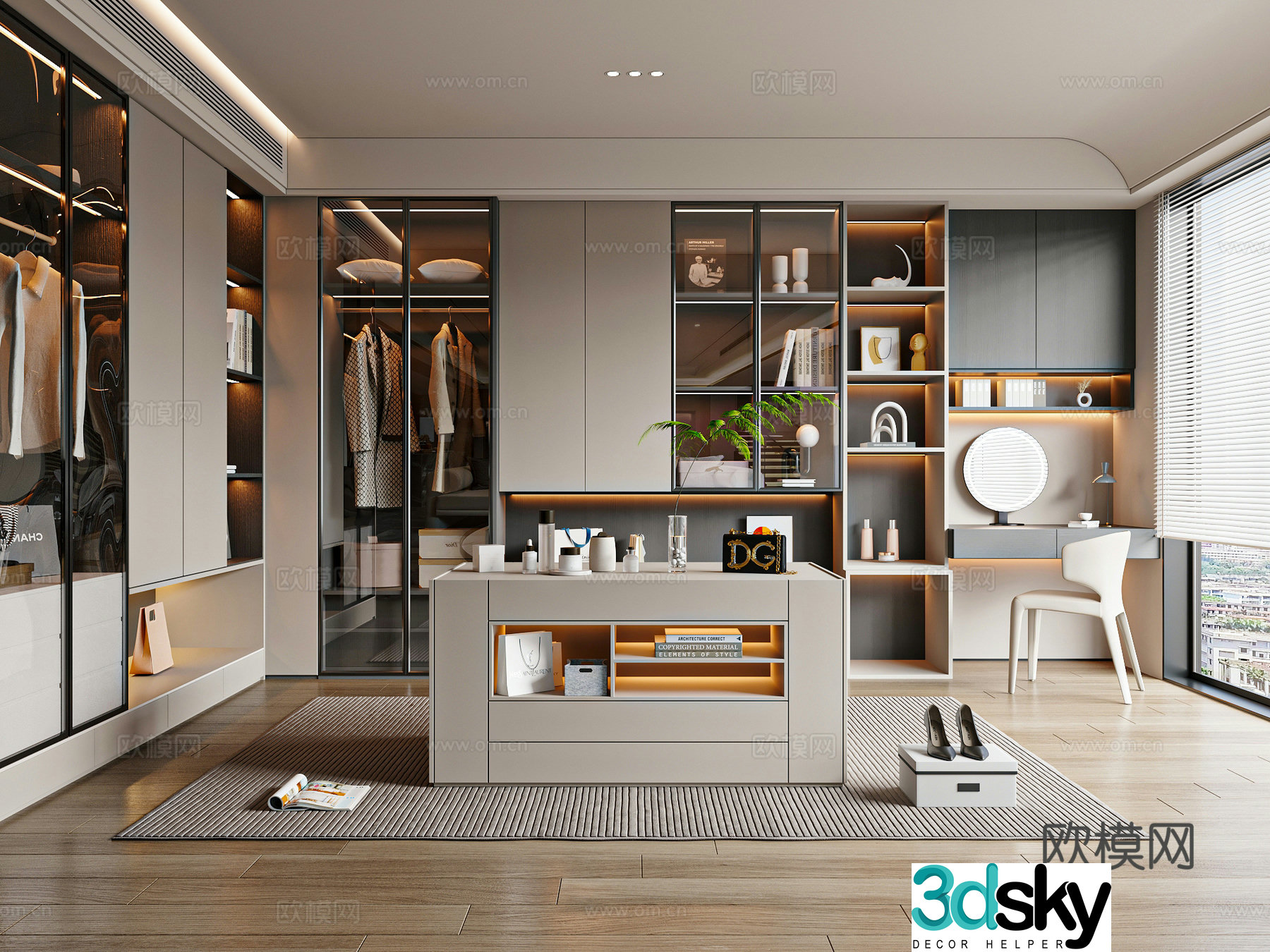 Modern cloakroom Dressing table Jewelry cabinet Wardrobe 3d model