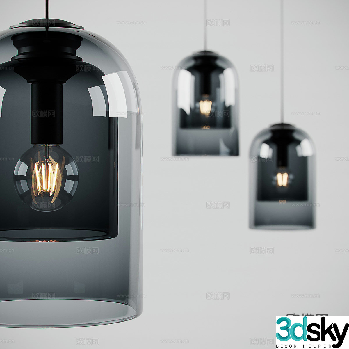 Modern glass chandelier 3d model