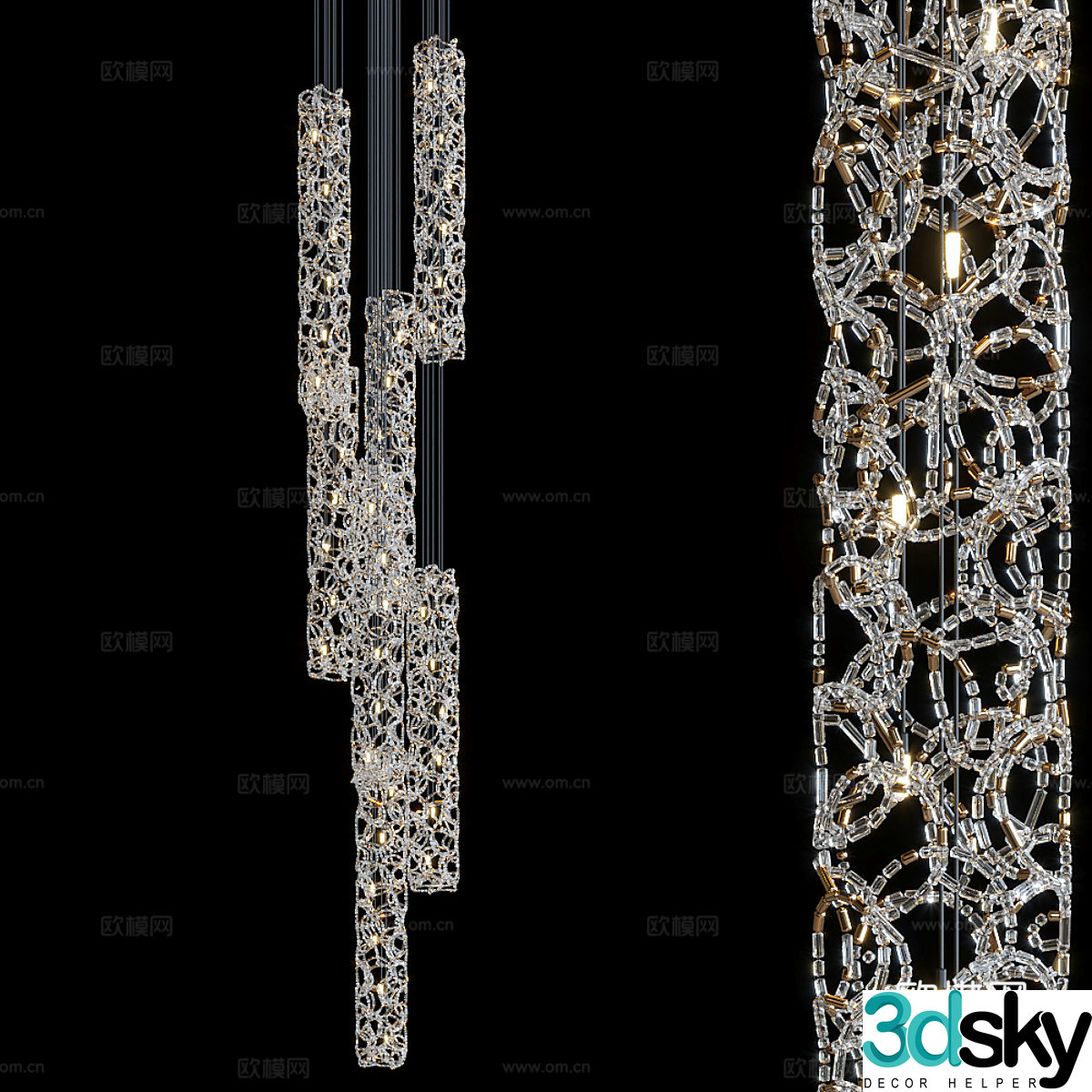 New Chinese style decorative chandelier 3D model