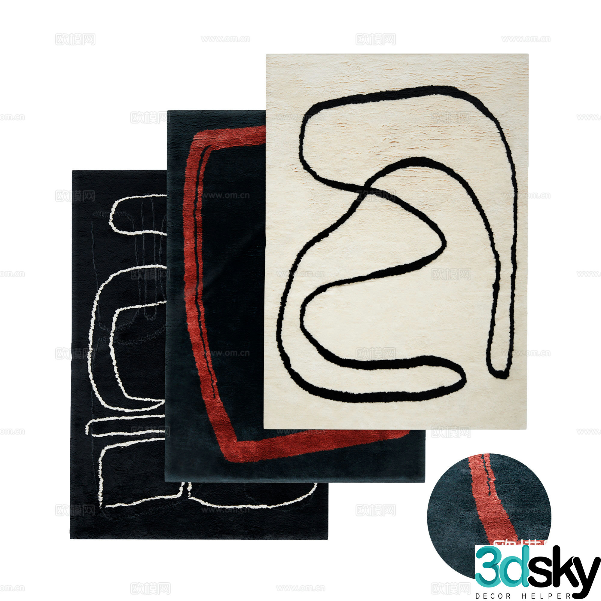Modern Italian fabric carpet 3d model