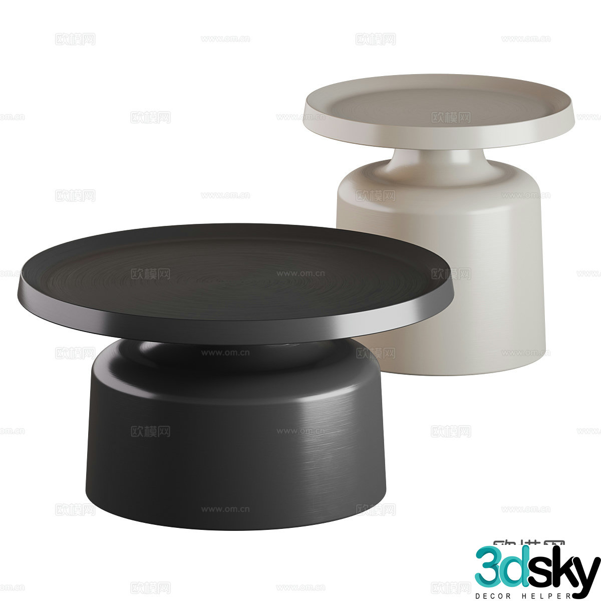 Modern Italian round coffee table combination 3D model