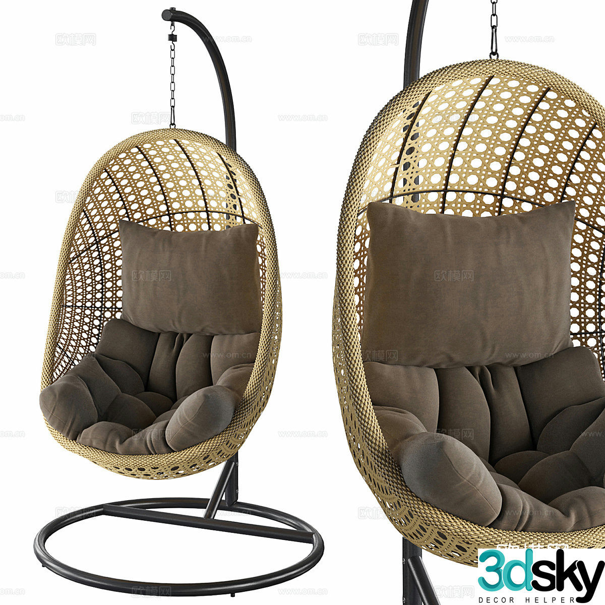 New Chinese rattan woven chair 3D model