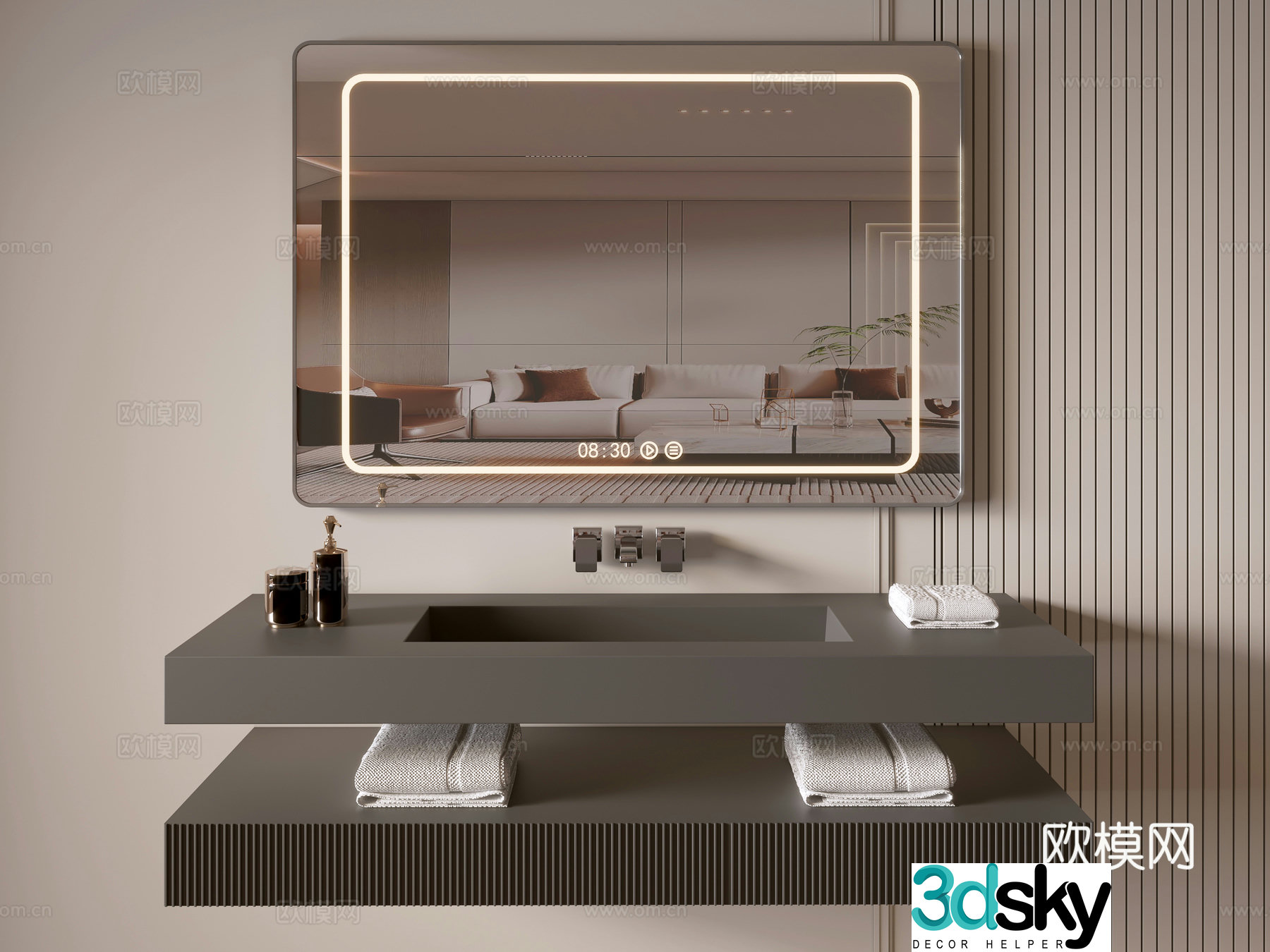 Modern bathroom cabinet bathroom basin bathroom ornaments mirror cabinet sink 3d model