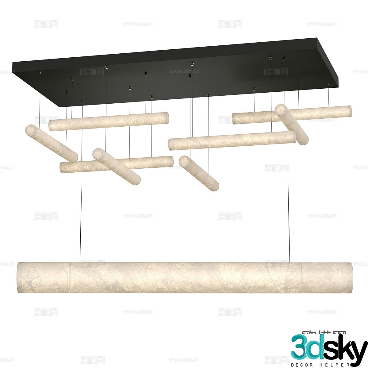 New Chinese craft chandelier 3D model