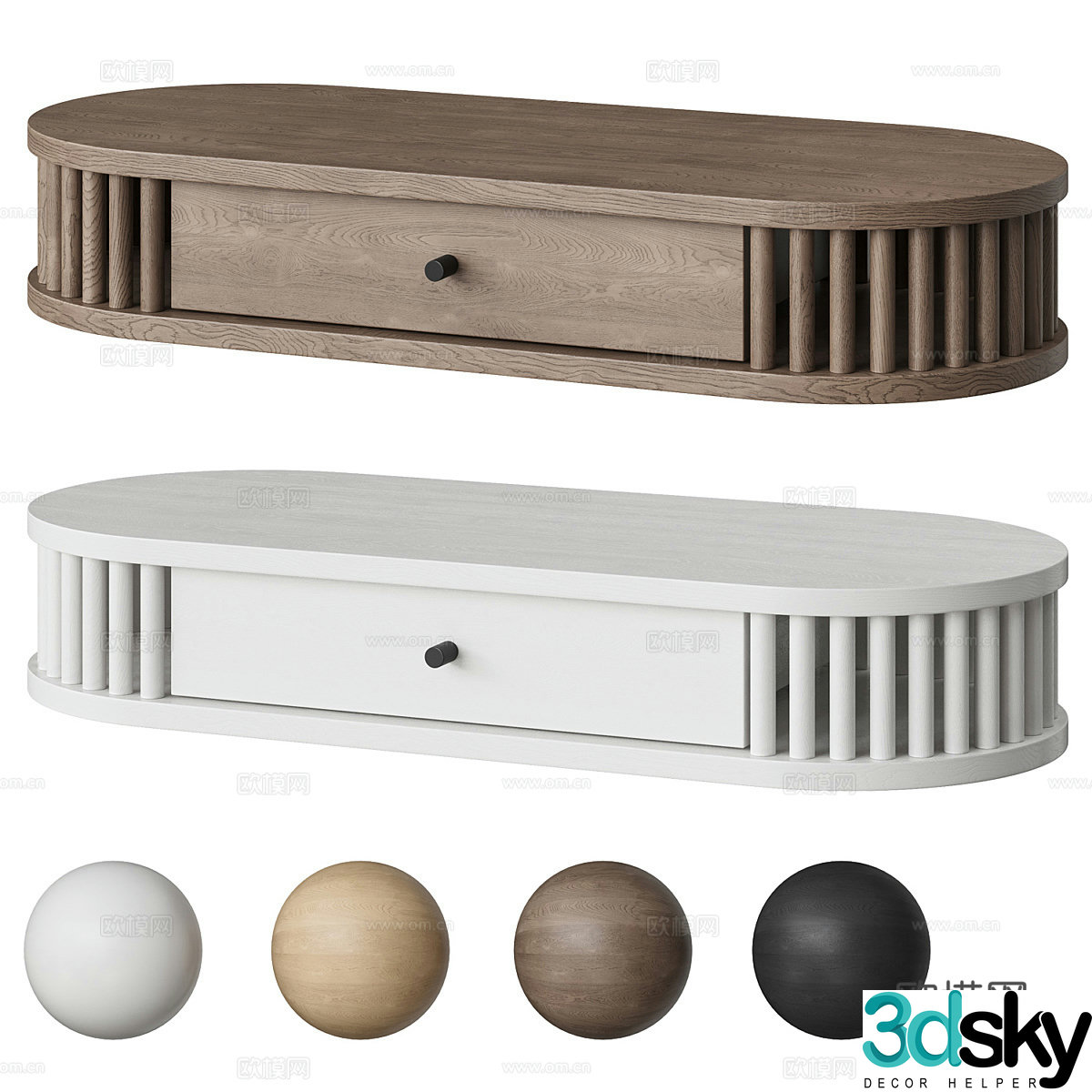 New Chinese oval wooden coffee table 3D model