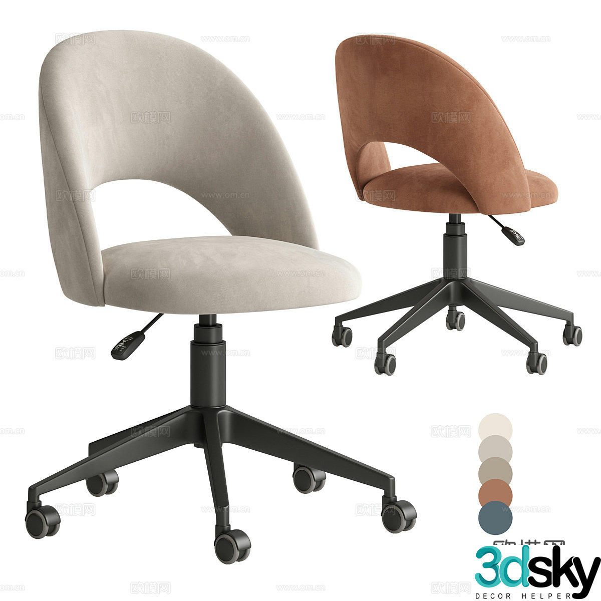 Creamy office chair 3d model
