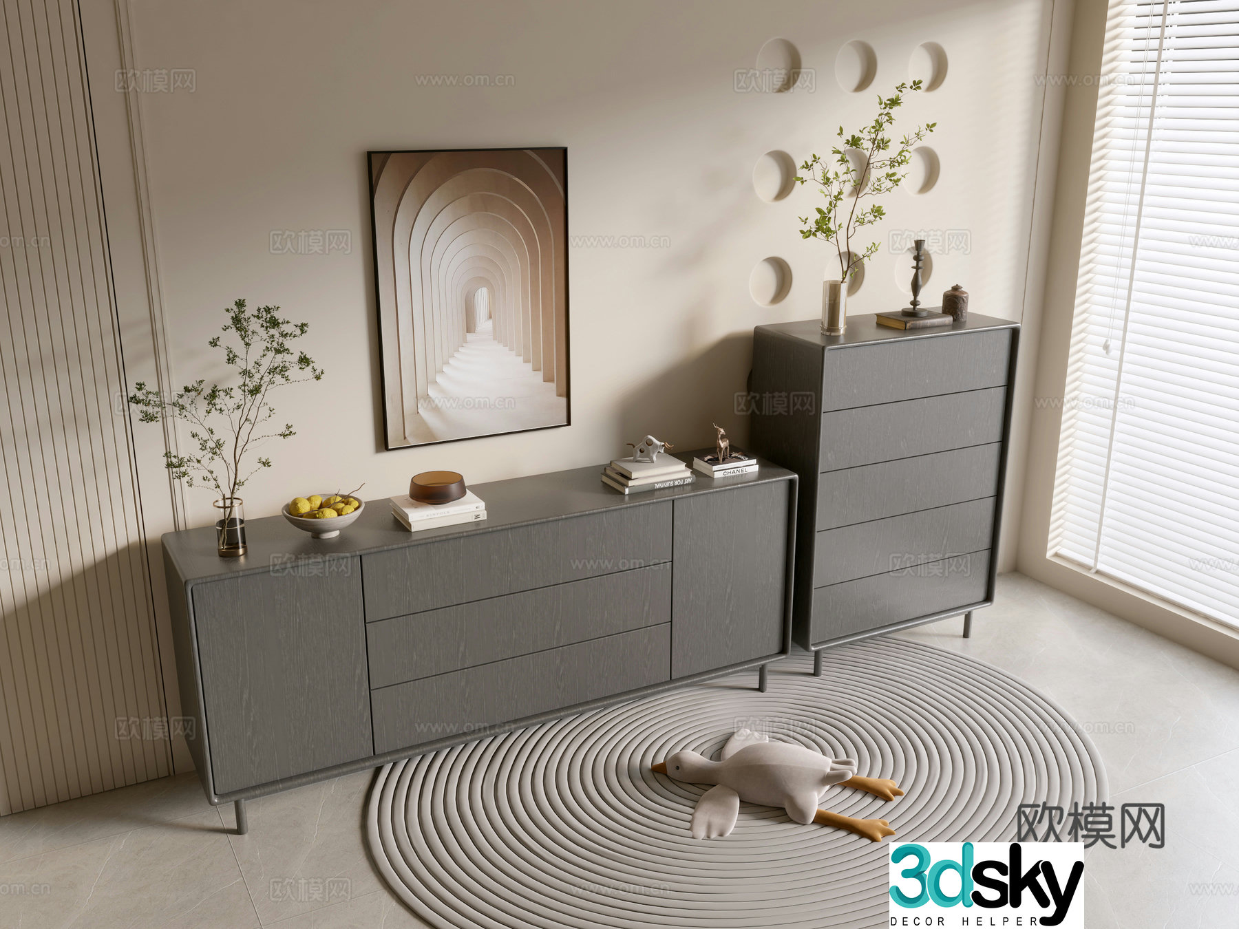 Modern black cabinet side cabinet chest of cabinets low cabinet whole cabinet side cabinet balcony cabinet storage cabinet 3d model