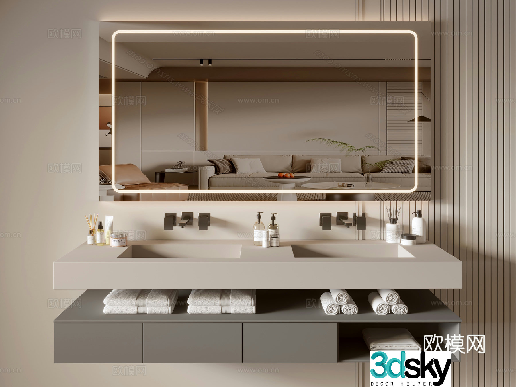 Modern bathroom cabinet bathroom basin bathroom ornaments mirror cabinet sink 3d model
