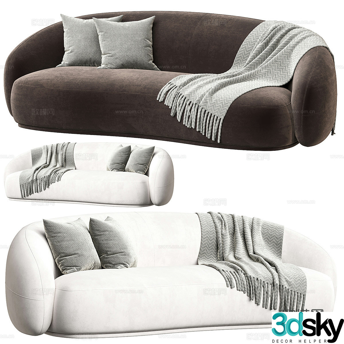 Modern Italian light luxury special-shaped sofa 3D model