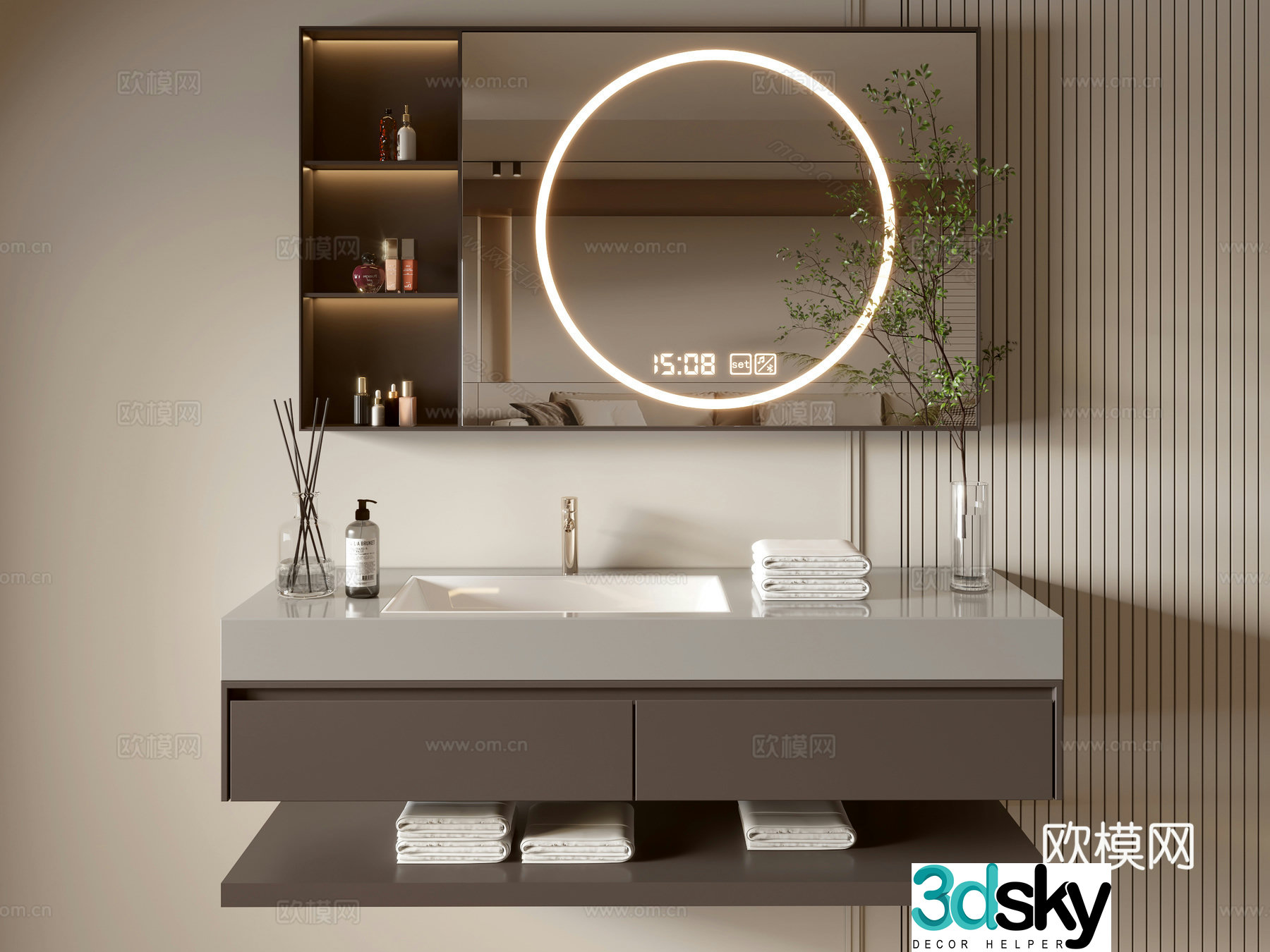 Modern bathroom cabinet bathroom basin bathroom ornaments mirror cabinet sink 3d model