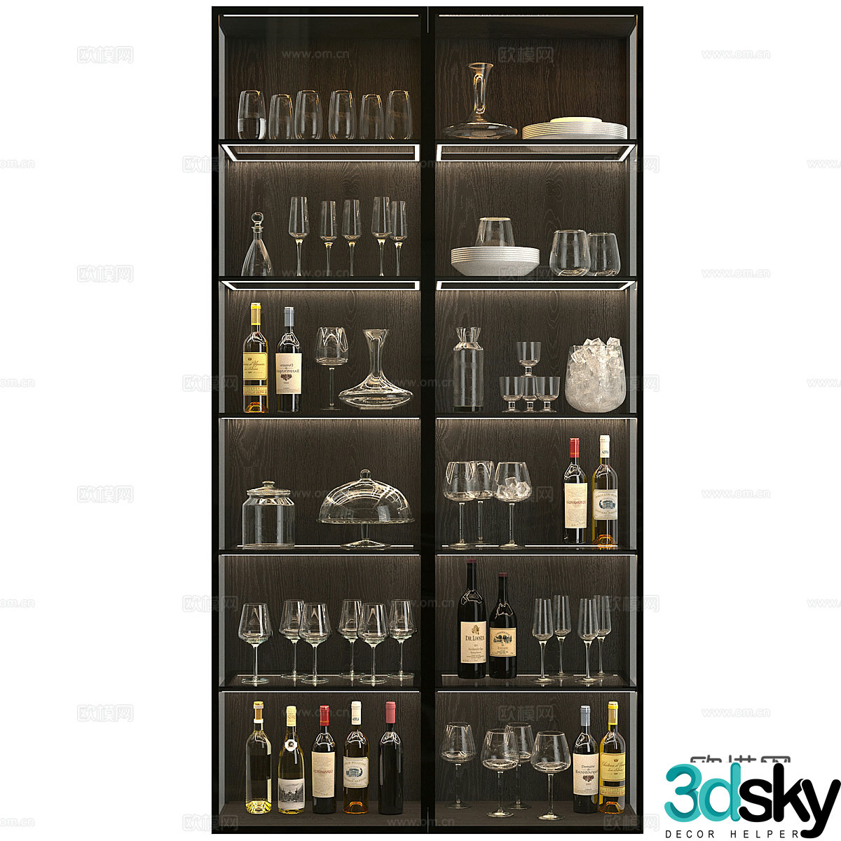 Modern Italian light luxury wine cabinet 3D model