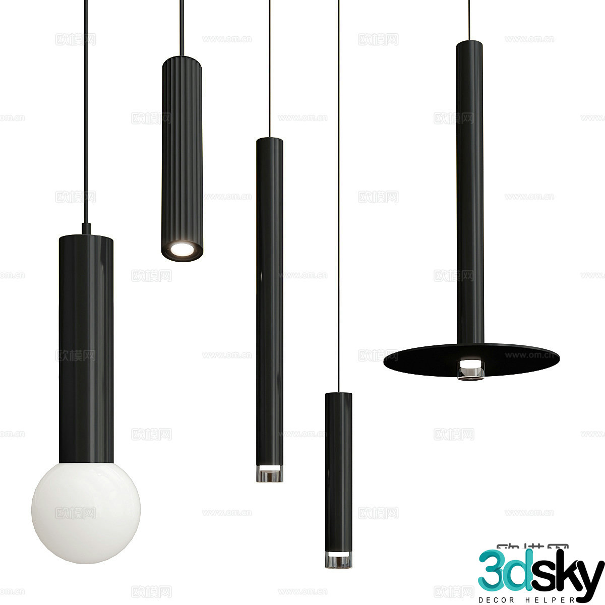 Modern Italian hanging cable light 3d model