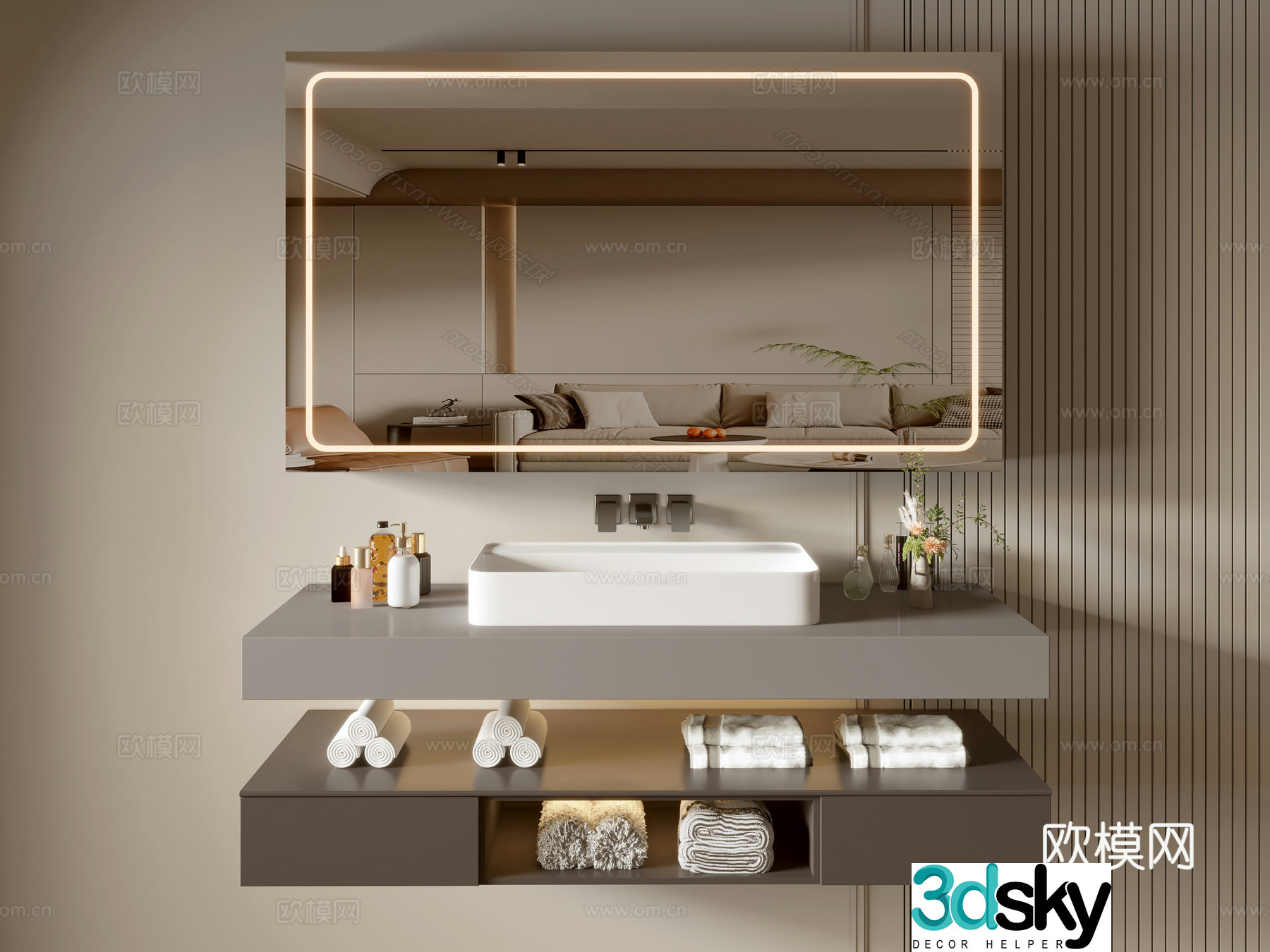 Modern bathroom cabinet bathroom basin bathroom ornaments mirror cabinet sink 3d model