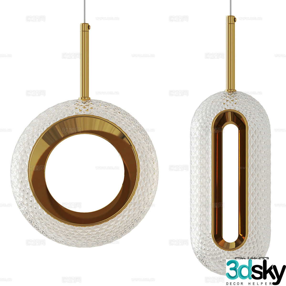 Modern light luxury craft hanging line lamp 3D model