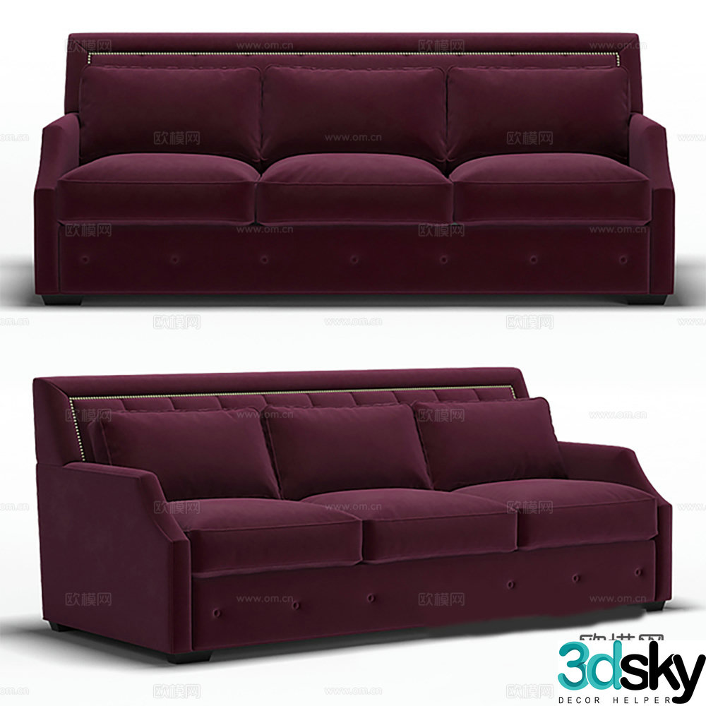 Sofa Three-person sofa Fabric sofa 3D model