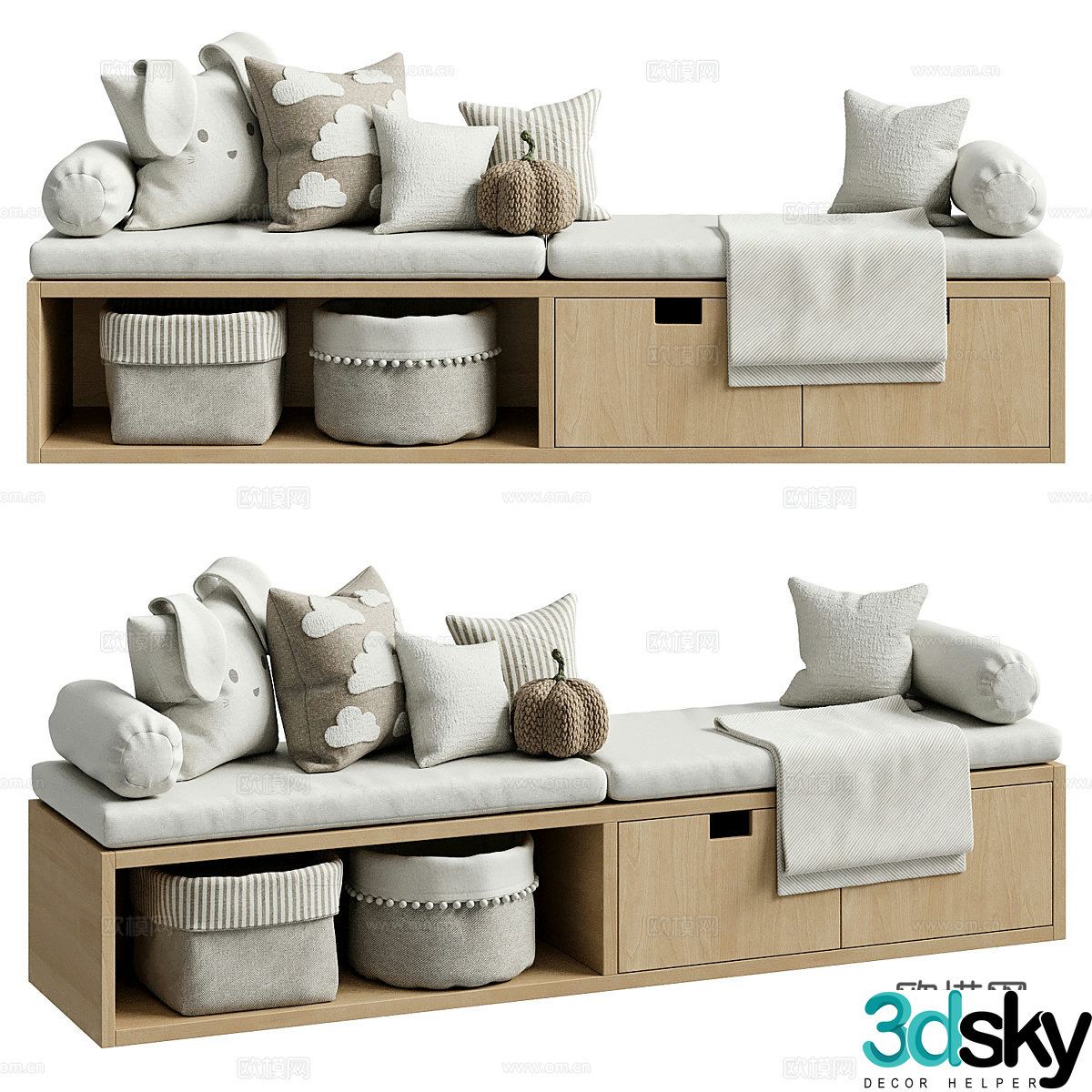 New Chinese style children’s bay window stool 3D model