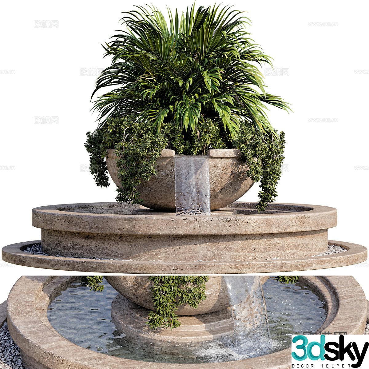 New Chinese style courtyard landscape fountain 3D model