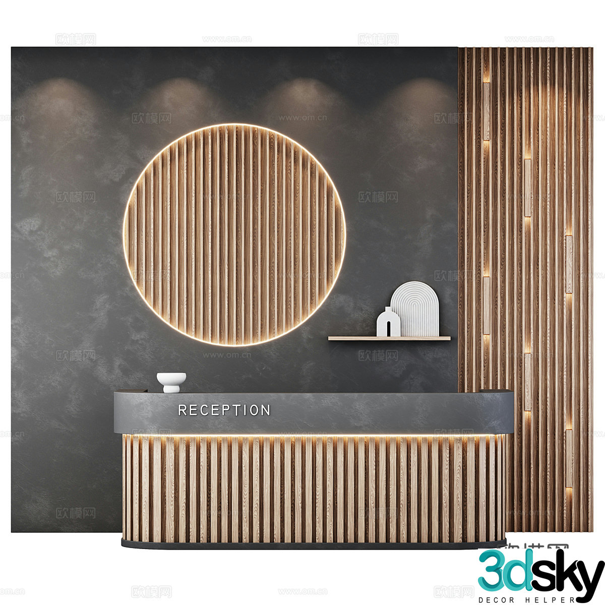 New Chinese style reception desk 3D model