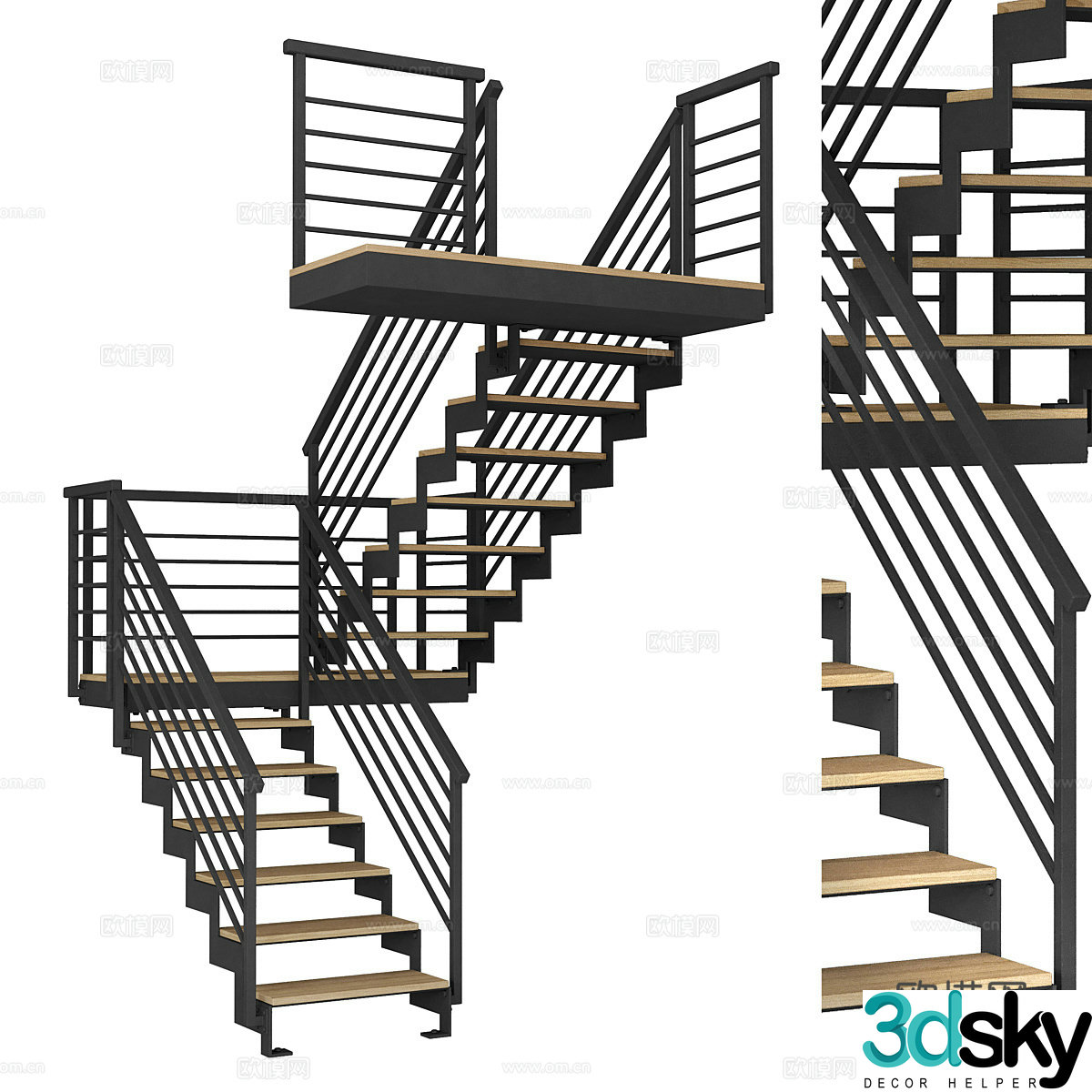 Modern outdoor stairs Fire passage 3d model