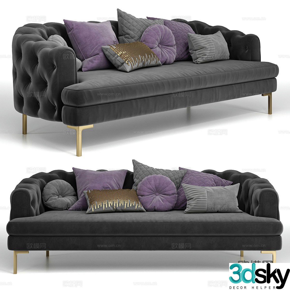 French light luxury special-shaped sofa 3D model