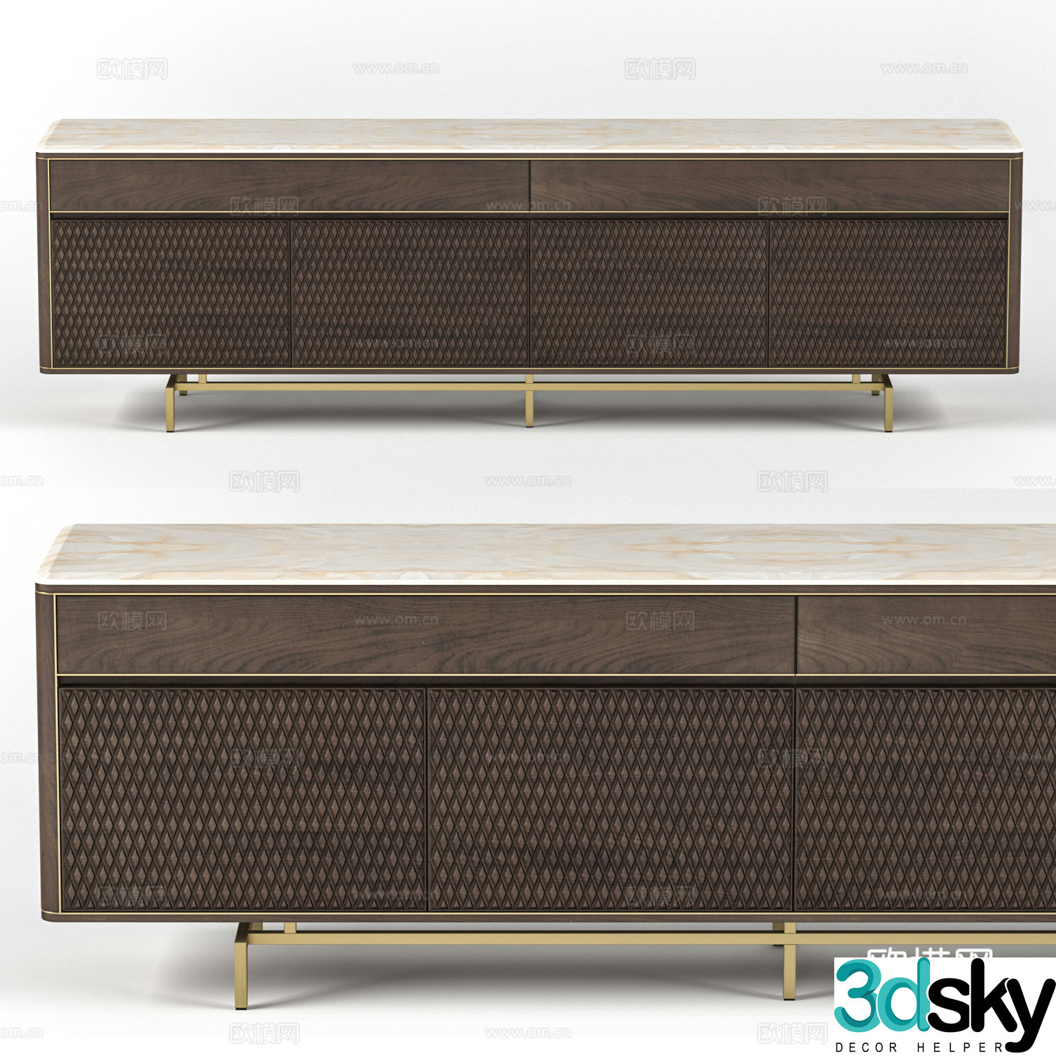 New Chinese style light luxury TV cabinet 3D model
