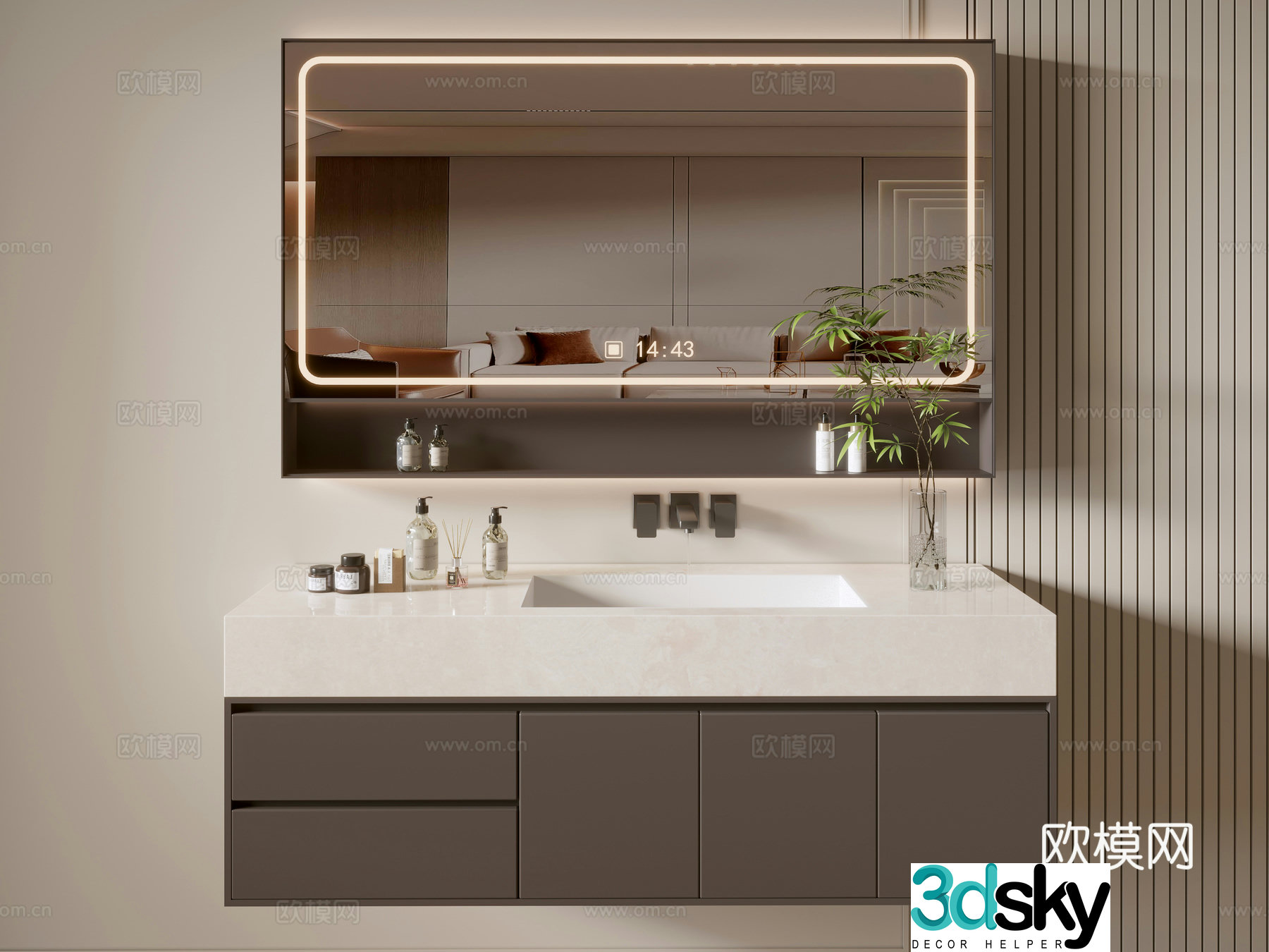 Modern bathroom cabinet bathroom basin bathroom ornaments mirror cabinet sink 3d model