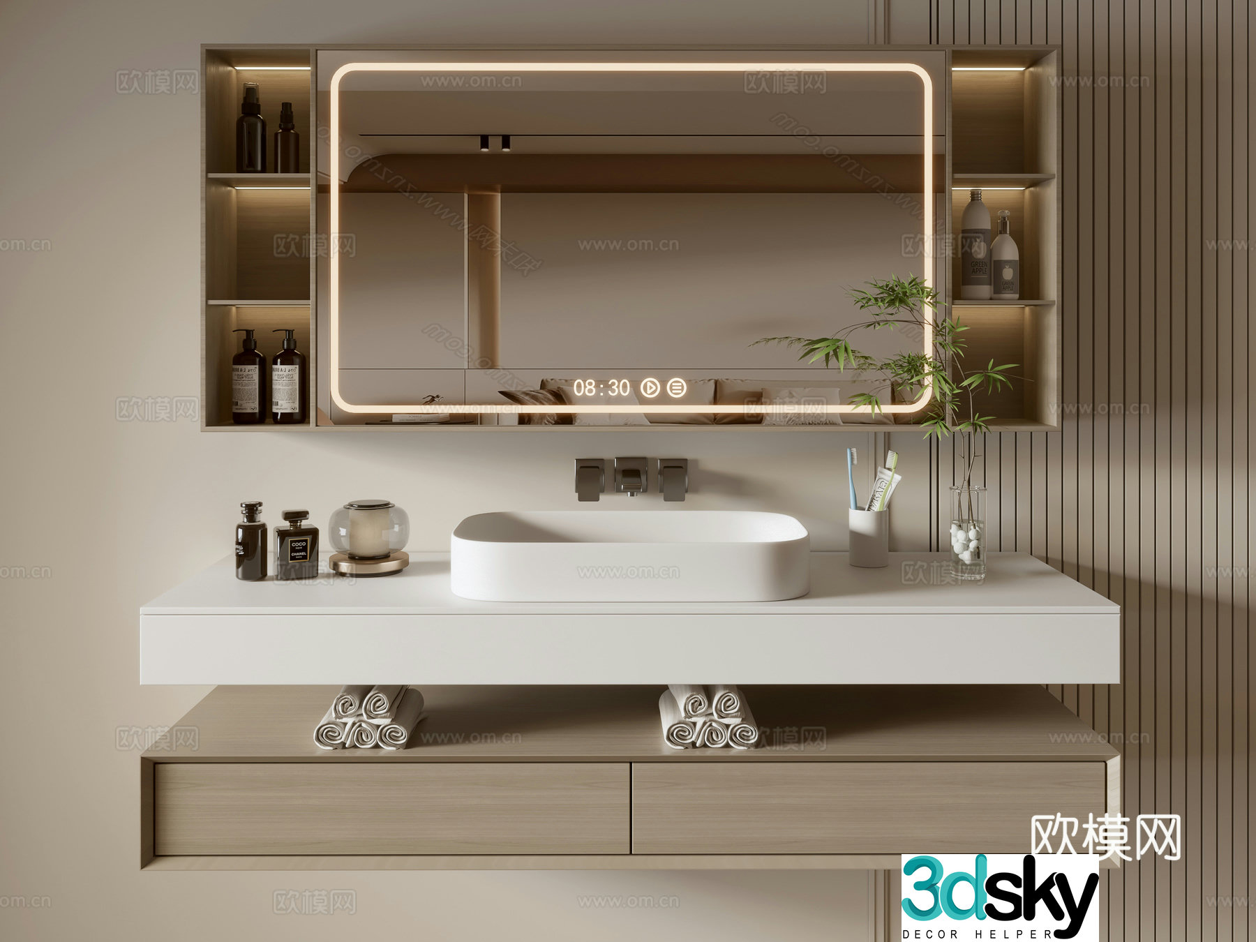 Modern bathroom cabinet bathroom basin bathroom ornaments mirror cabinet sink 3d model