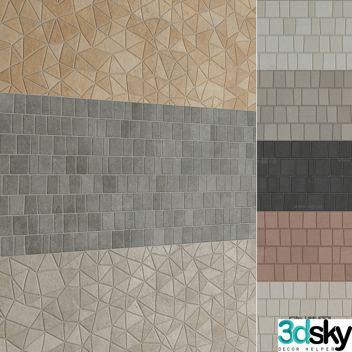 New Chinese style flower tiles 3D model