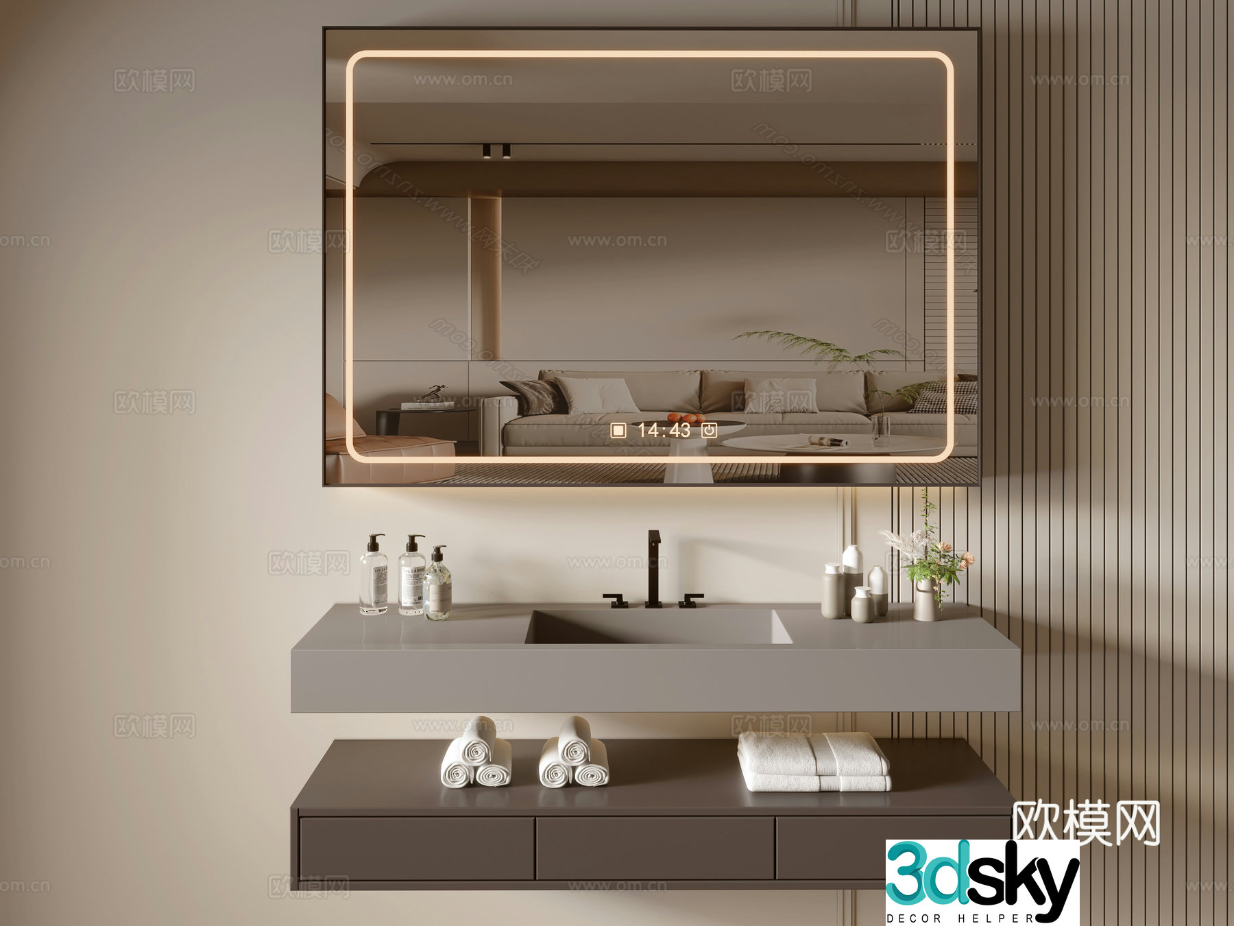 Modern bathroom cabinet bathroom basin bathroom ornaments mirror cabinet sink 3d model