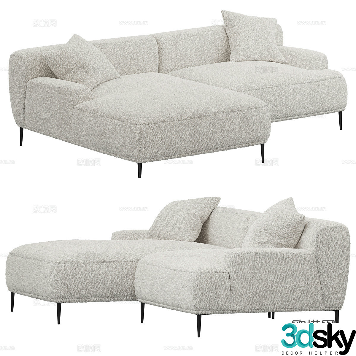 Modern fabric corner sofa 3d model