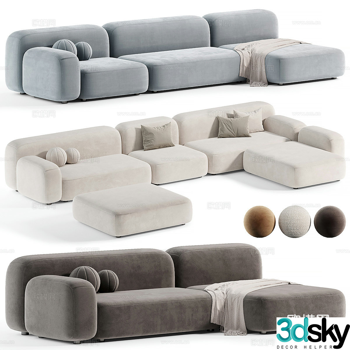 Modern Ribble Combination Sofa 3d Model