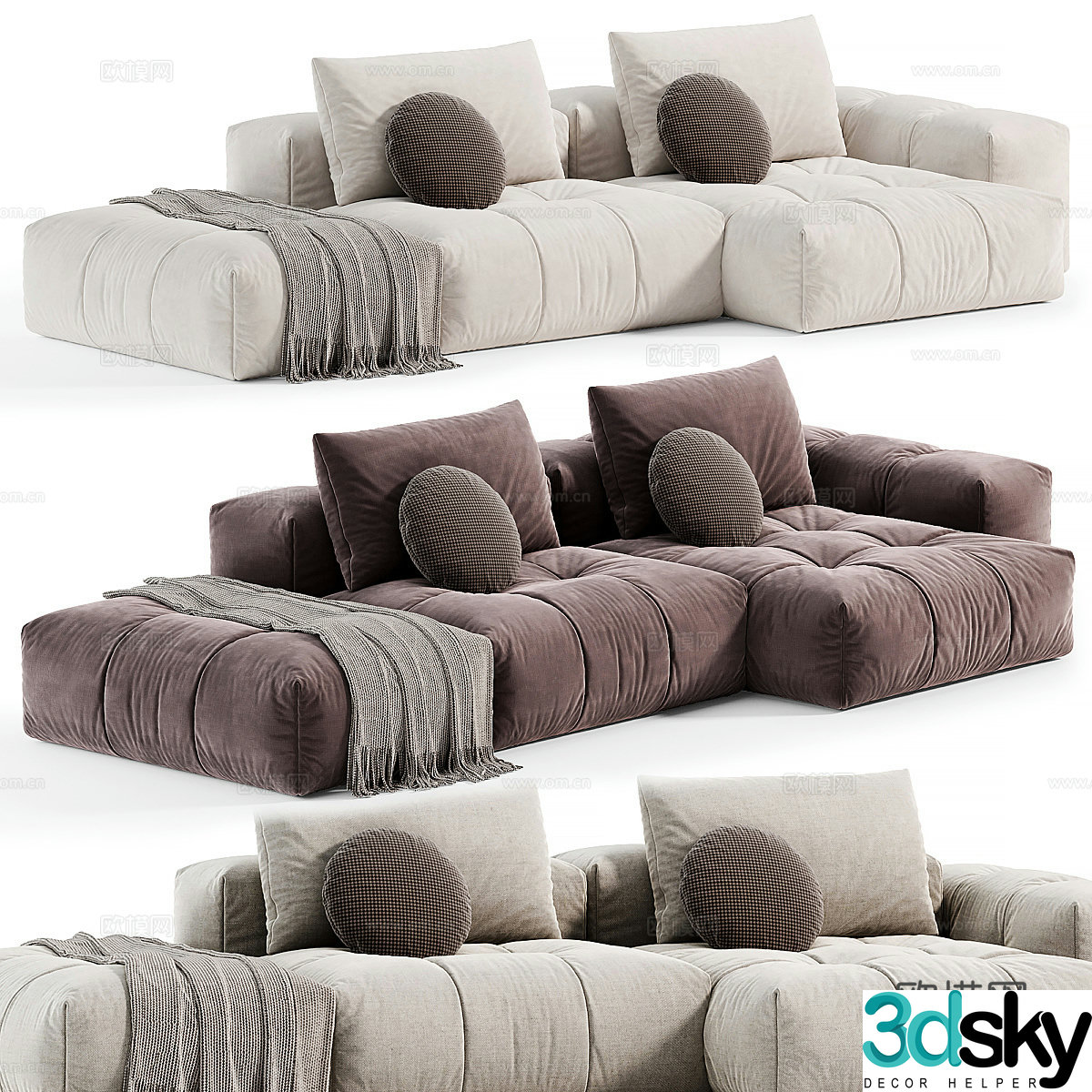 Modern Italian L-shaped sofa 3D model