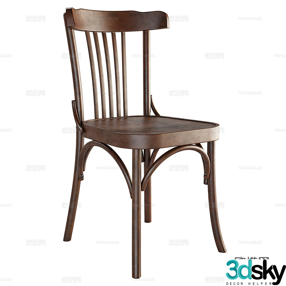 American single chair wooden chair 3d model