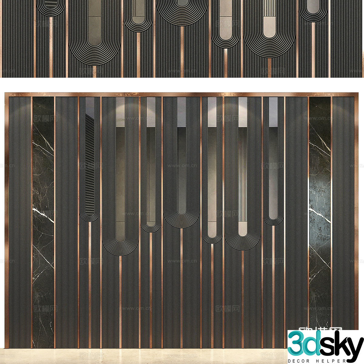 Modern light luxury background wall 3d model