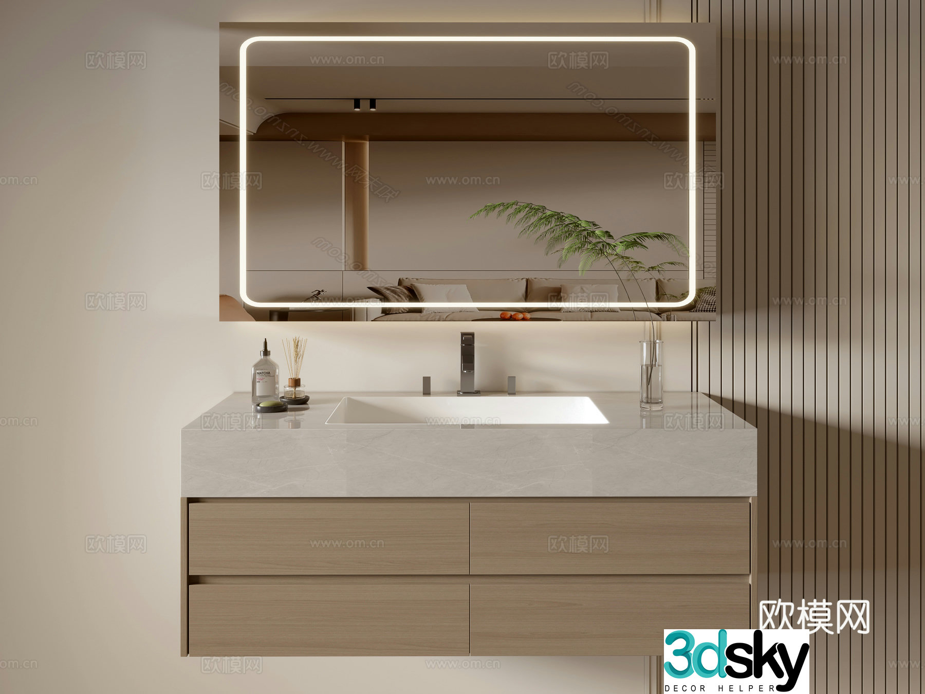 Modern bathroom cabinet bathroom basin bathroom ornaments mirror cabinet sink 3d model