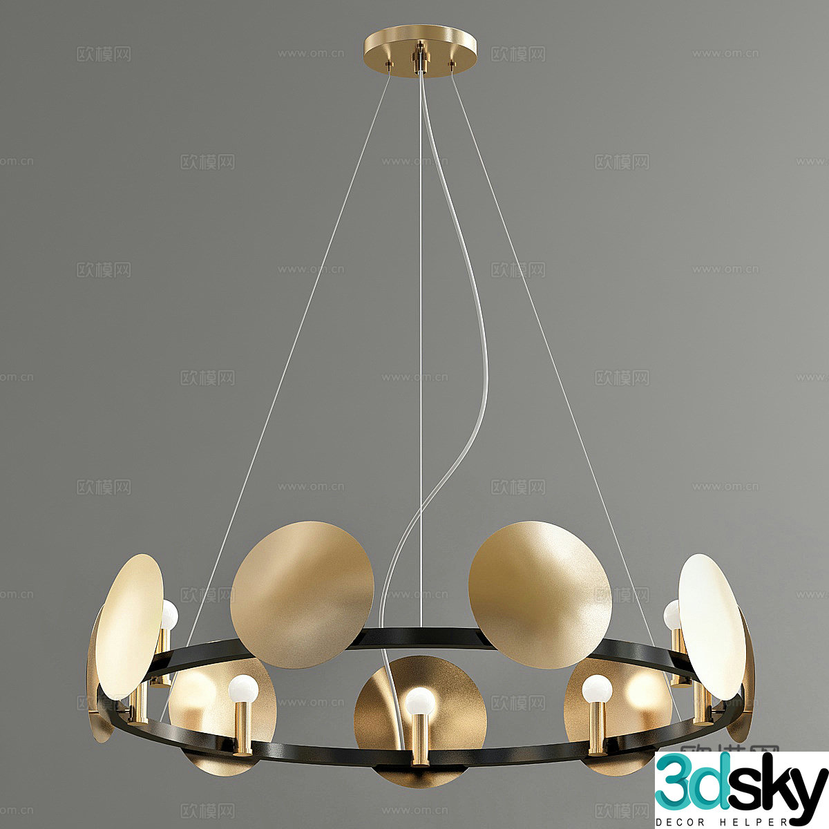 New Chinese style decorative chandelier 3D model