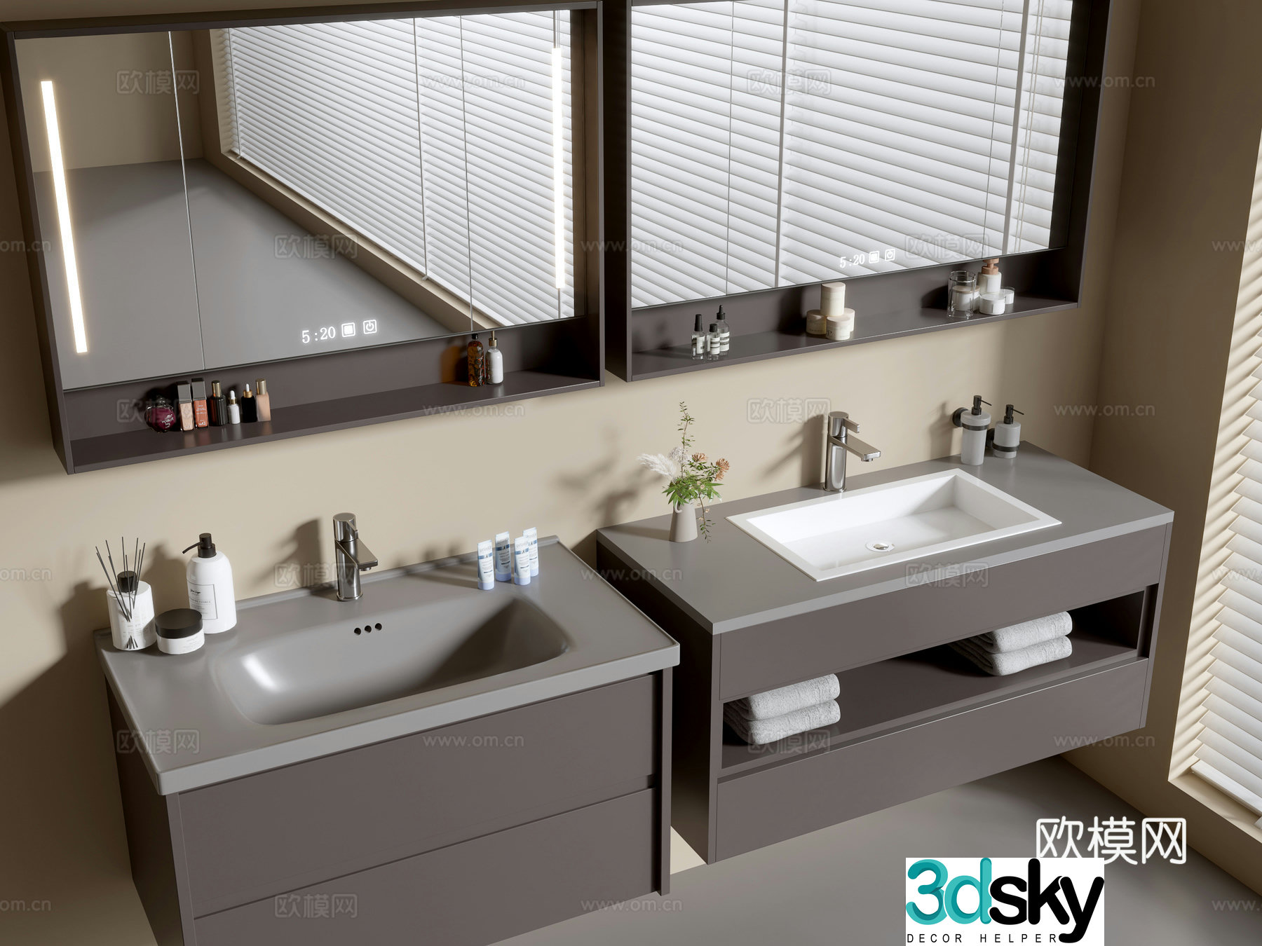 Modern bathroom cabinet bathroom basin bathroom ornaments mirror cabinet sink 3d model