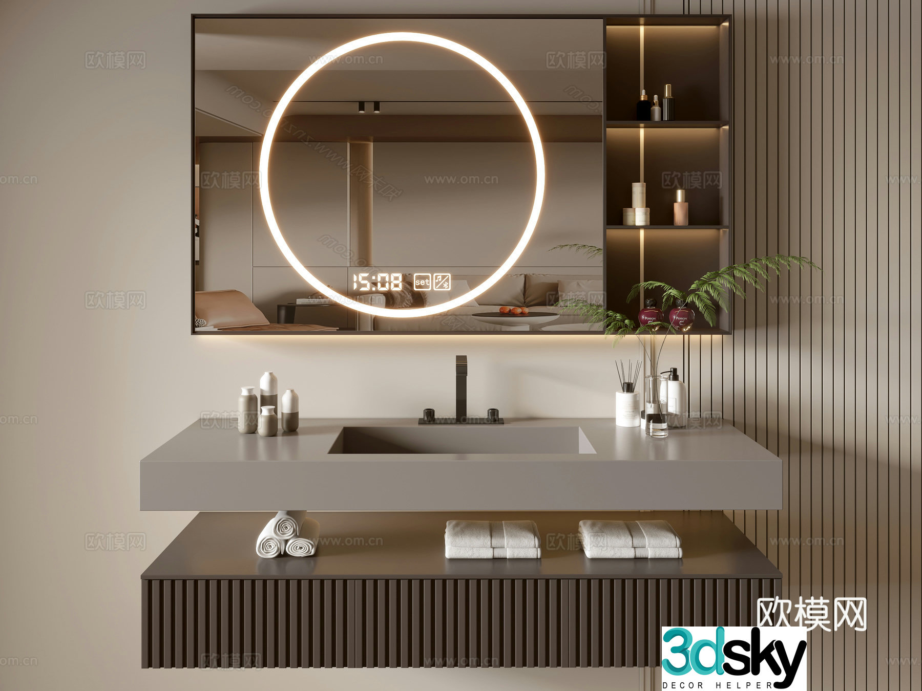 Modern bathroom cabinet bathroom basin bathroom ornaments mirror cabinet sink 3d model