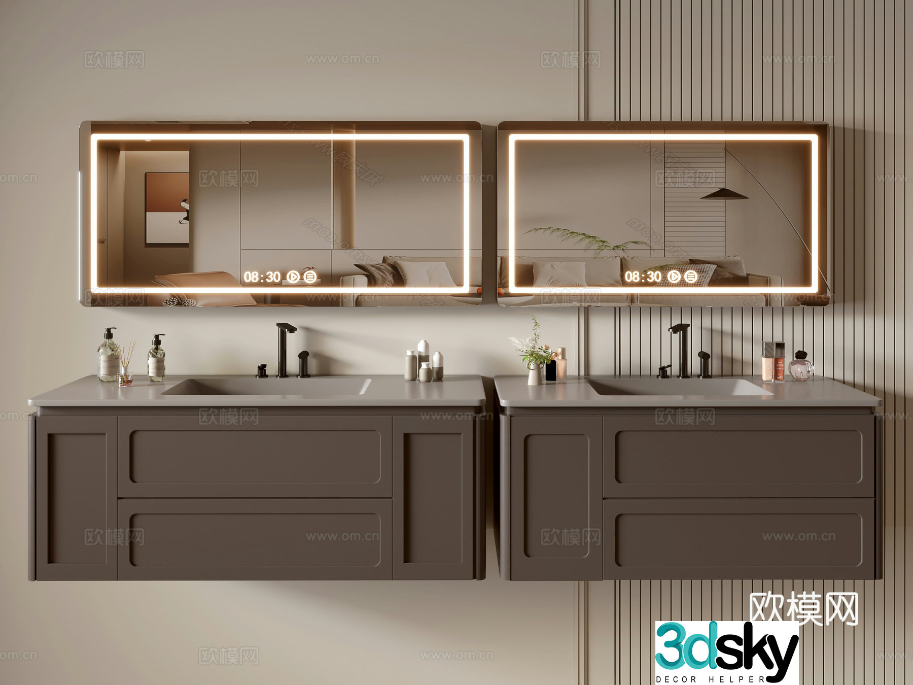 Modern bathroom cabinet bathroom basin bathroom ornaments mirror cabinet sink 3d model