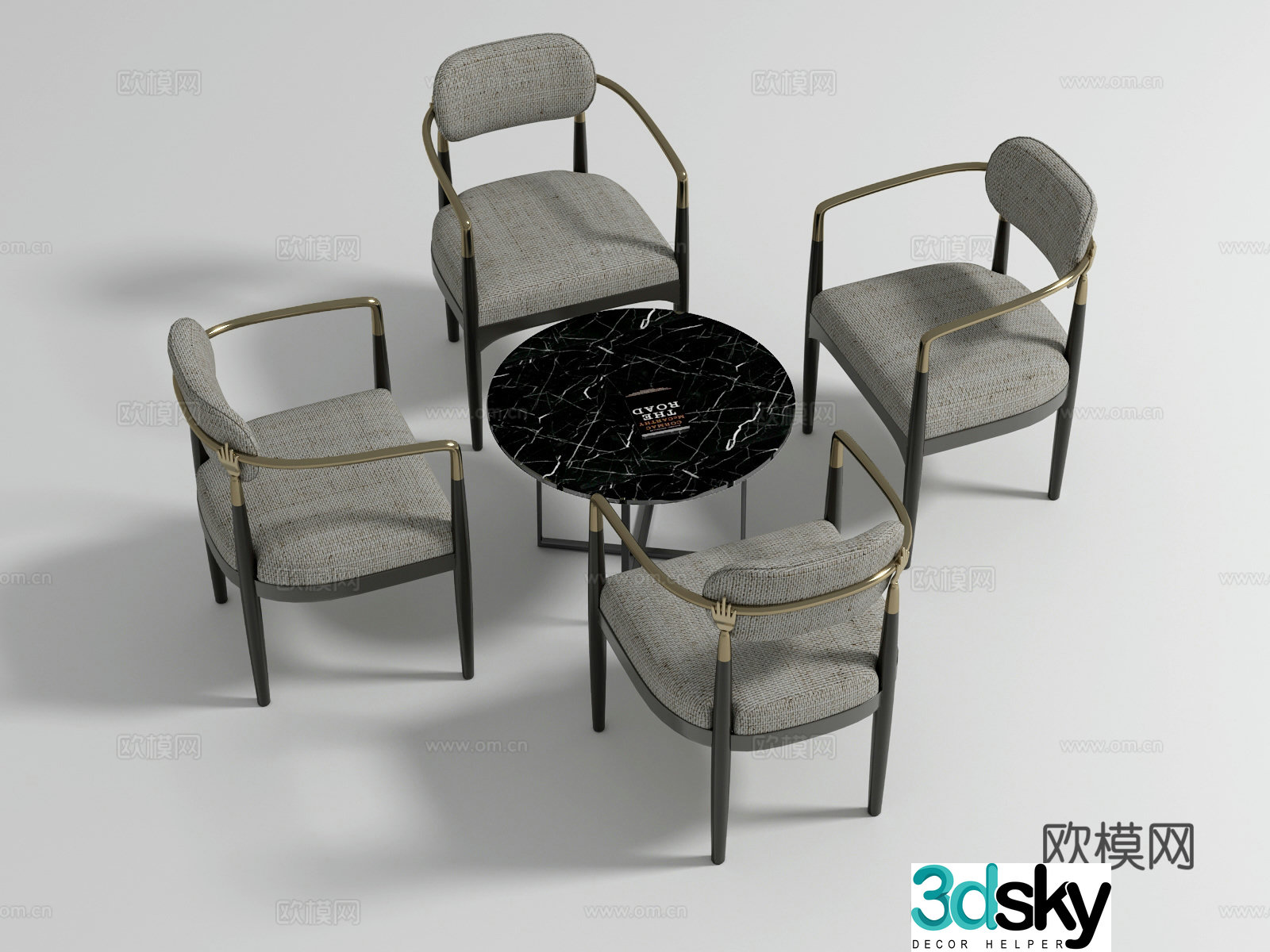 New Chinese casual table and chair combination 3D model