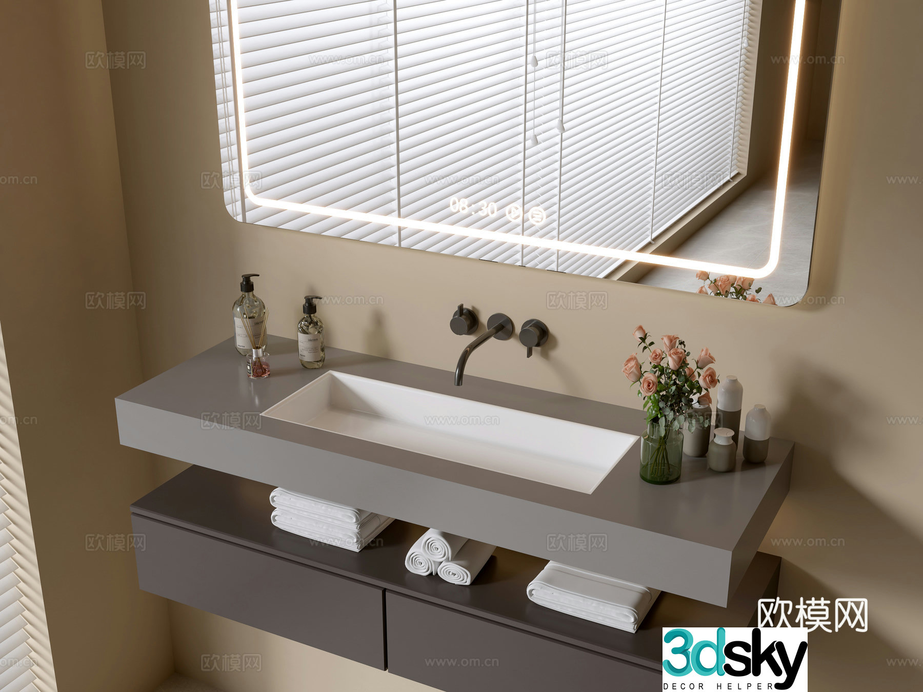 Modern bathroom cabinet bathroom basin bathroom ornaments mirror cabinet sink 3d model