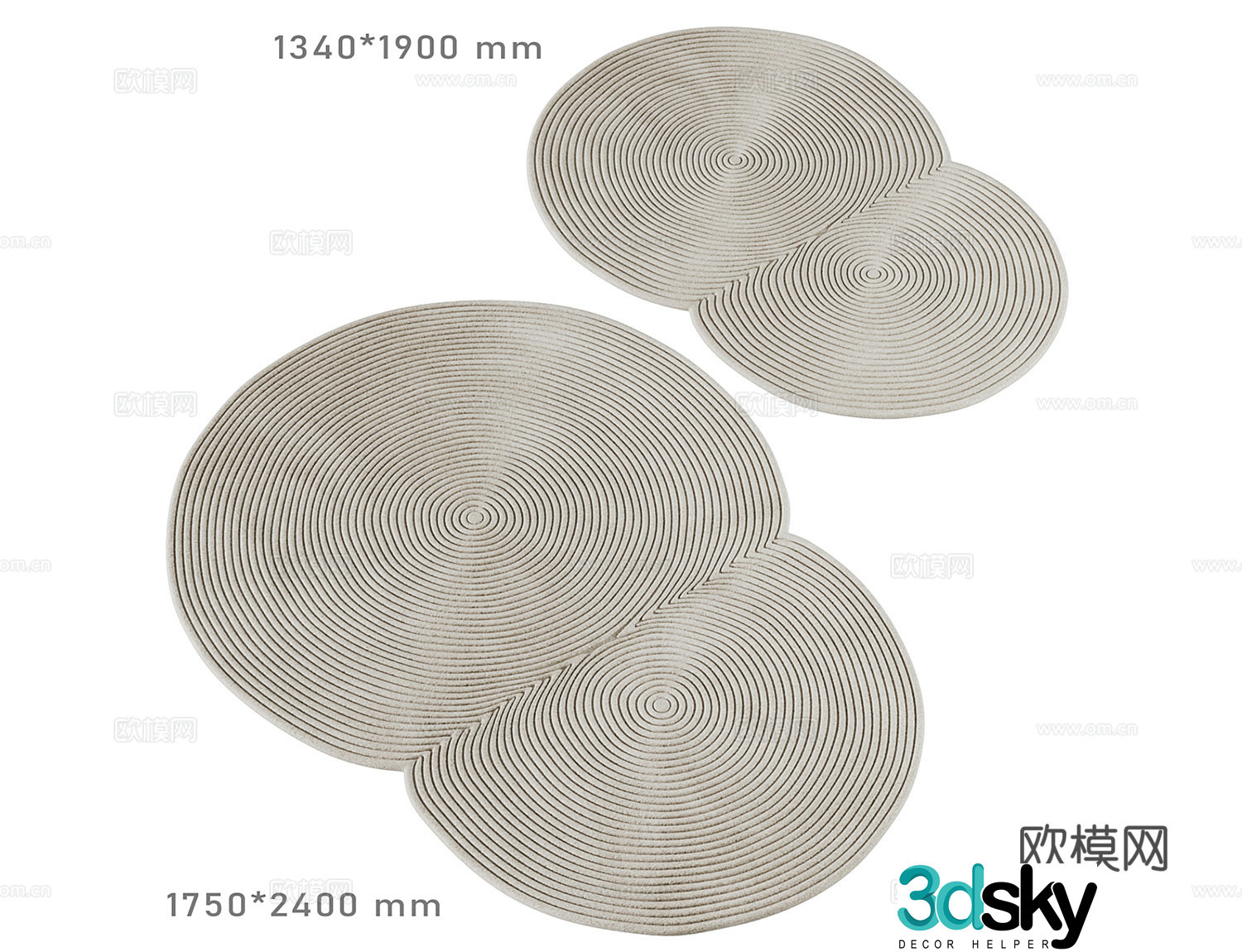Cream French carpet 3d model