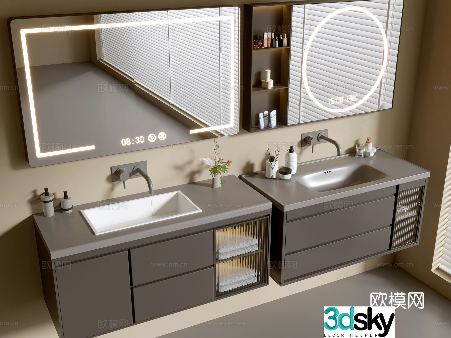 Modern bathroom cabinet bathroom basin bathroom ornaments mirror cabinet sink 3d model