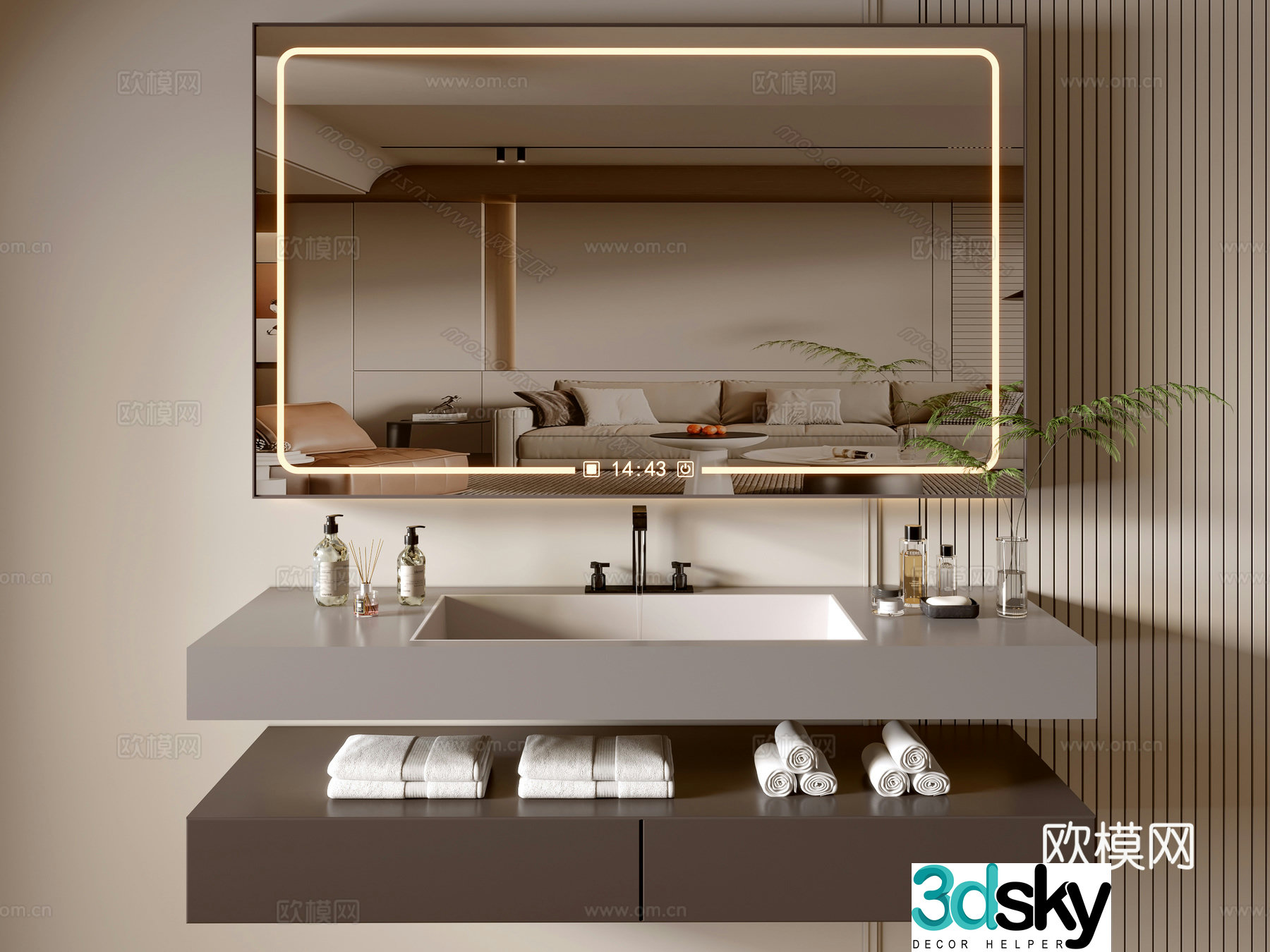 Modern bathroom cabinet bathroom basin bathroom ornaments mirror cabinet sink 3d model