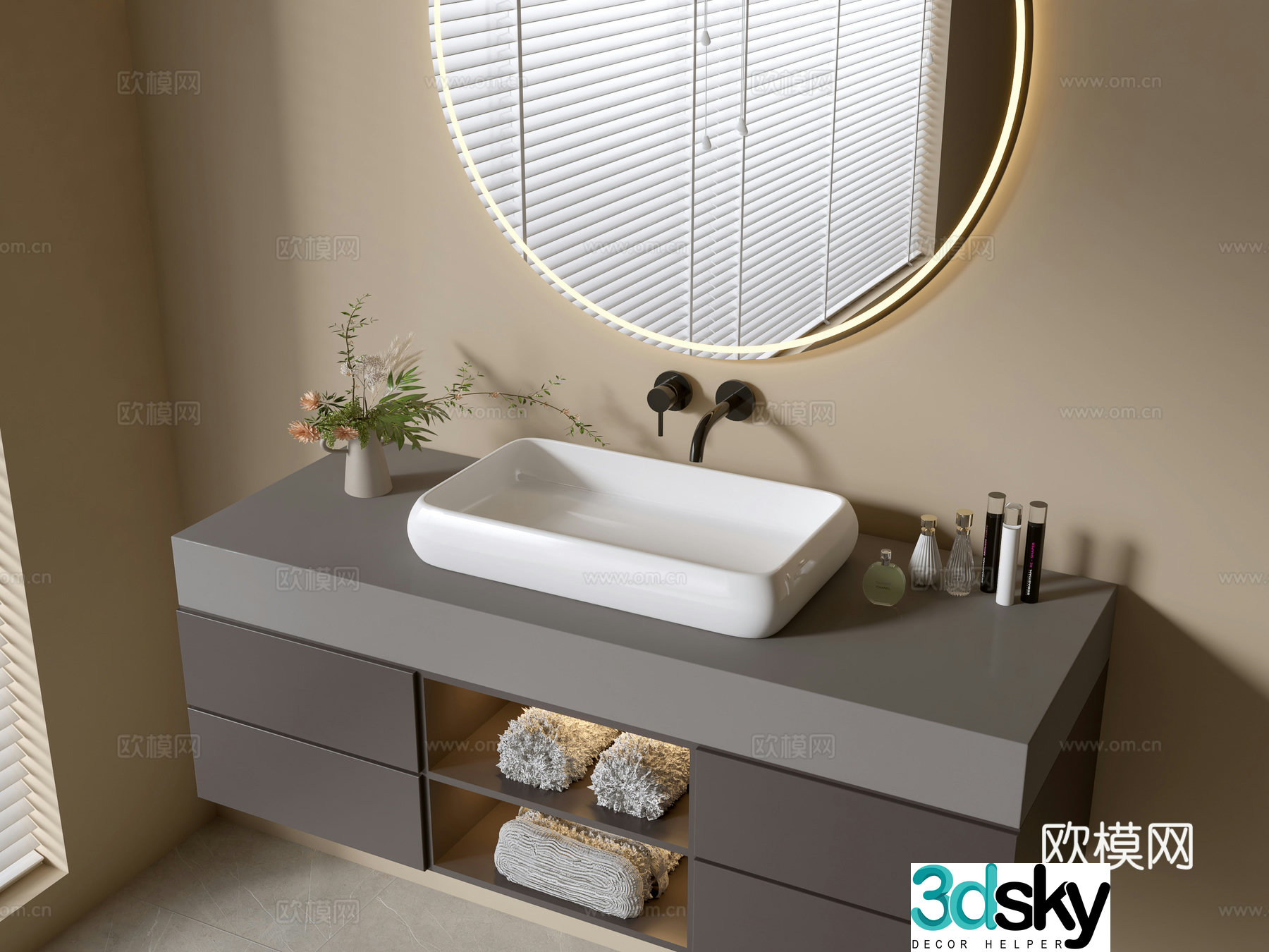 Modern bathroom cabinet bathroom basin bathroom ornaments mirror cabinet sink 3d model