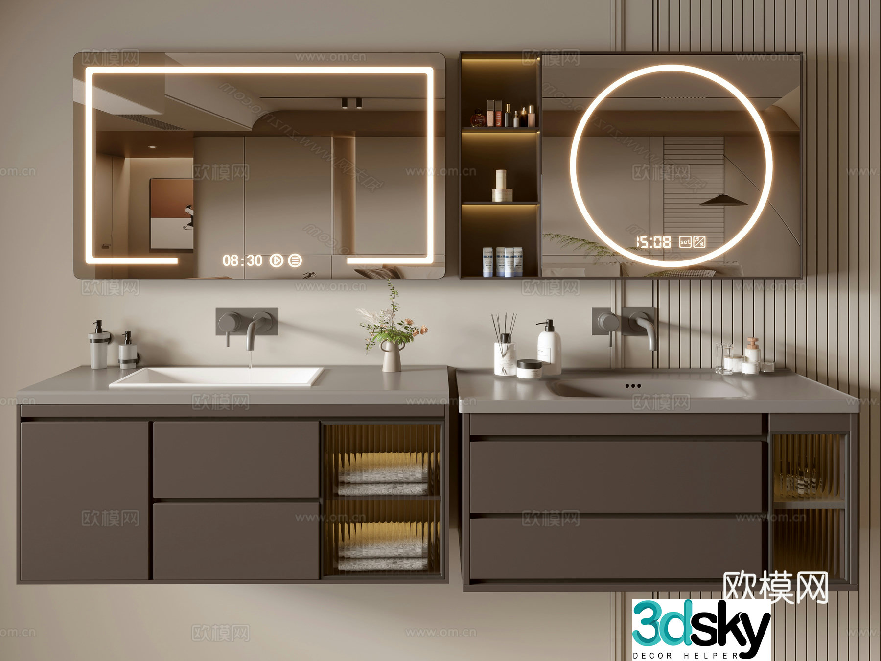 Modern bathroom cabinet bathroom basin bathroom ornaments mirror cabinet sink 3d model