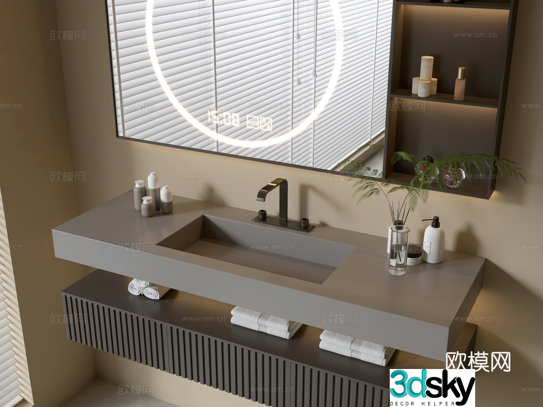 Modern bathroom cabinet bathroom basin bathroom ornaments mirror cabinet sink 3d model