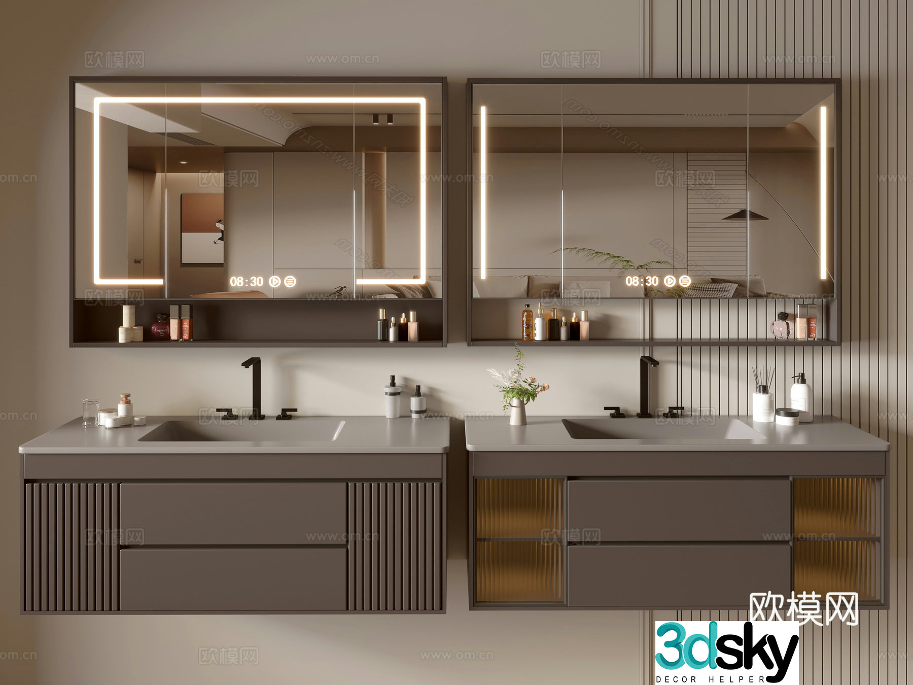 Modern bathroom cabinet bathroom basin bathroom ornaments mirror cabinet sink 3d model